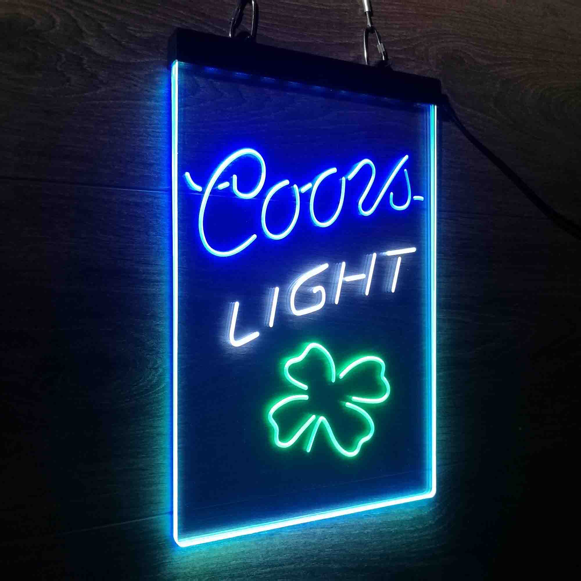 Coors Light 4 Leaf Clover Beer Neon LED Sign 3 Colors