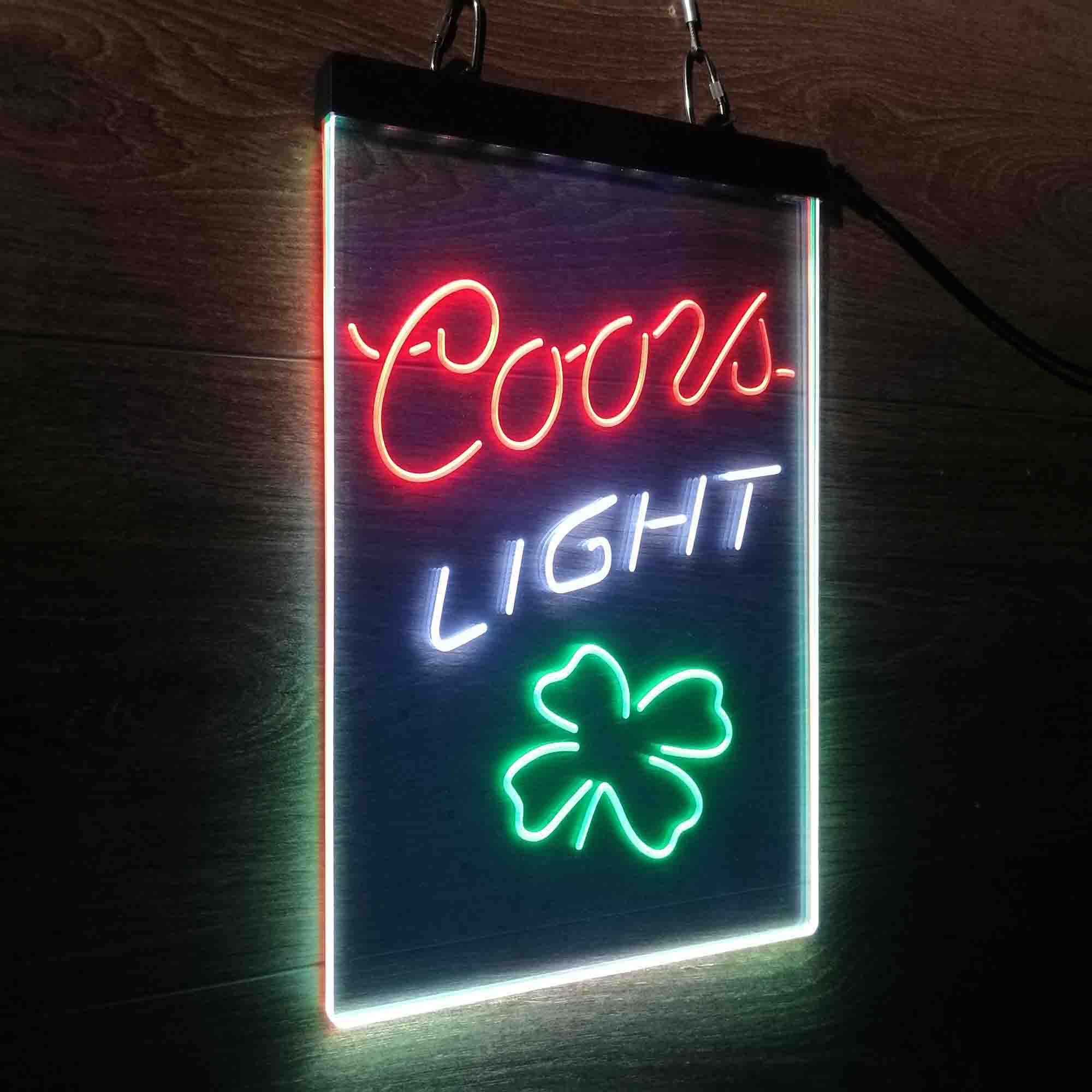 Coors Light 4 Leaf Clover Beer Neon LED Sign 3 Colors