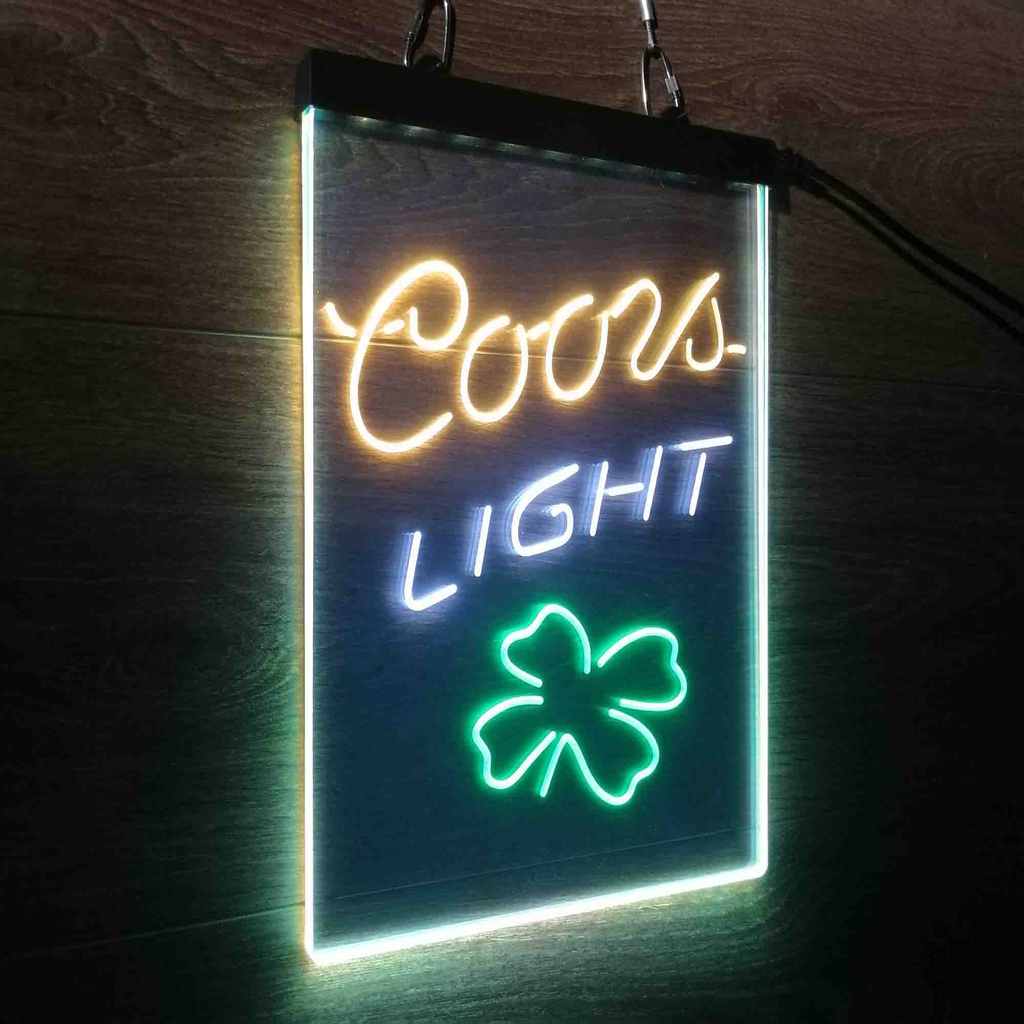 Coors Light 4 Leaf Clover Beer Neon LED Sign 3 Colors