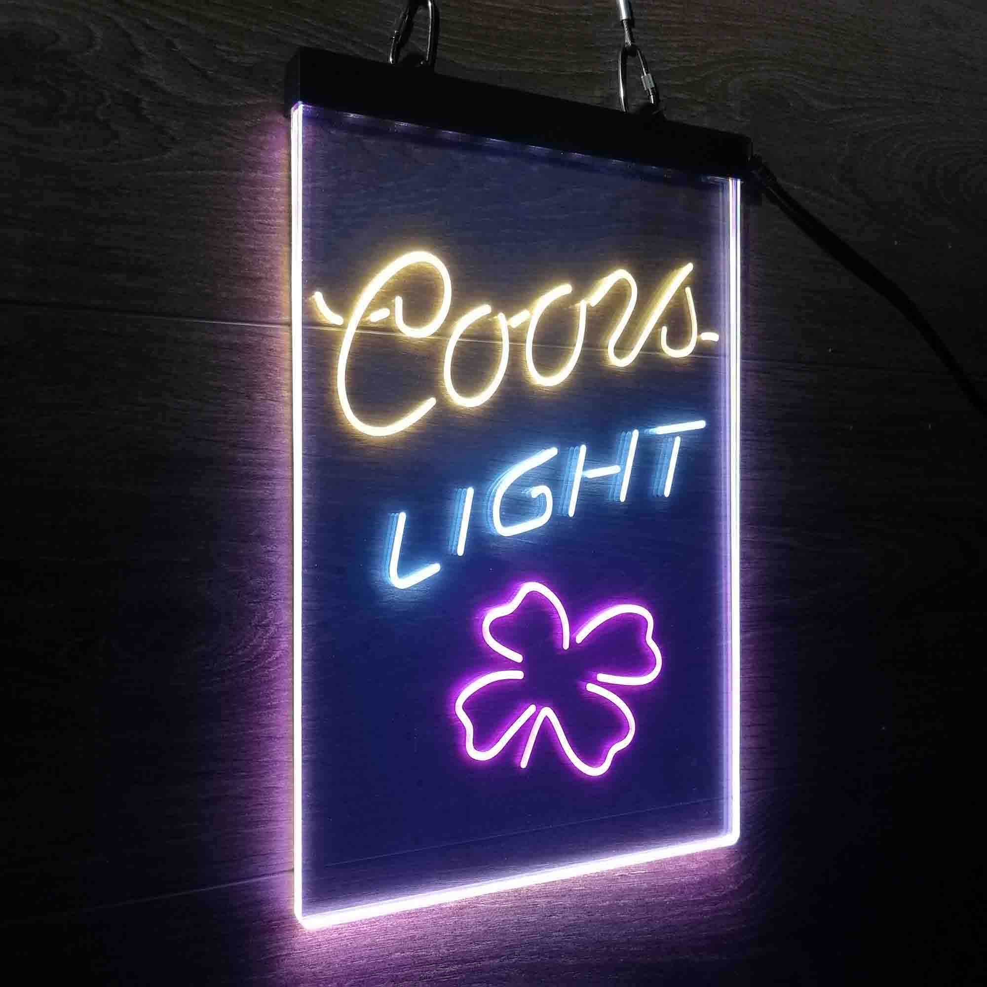 Coors Light 4 Leaf Clover Beer Neon LED Sign 3 Colors