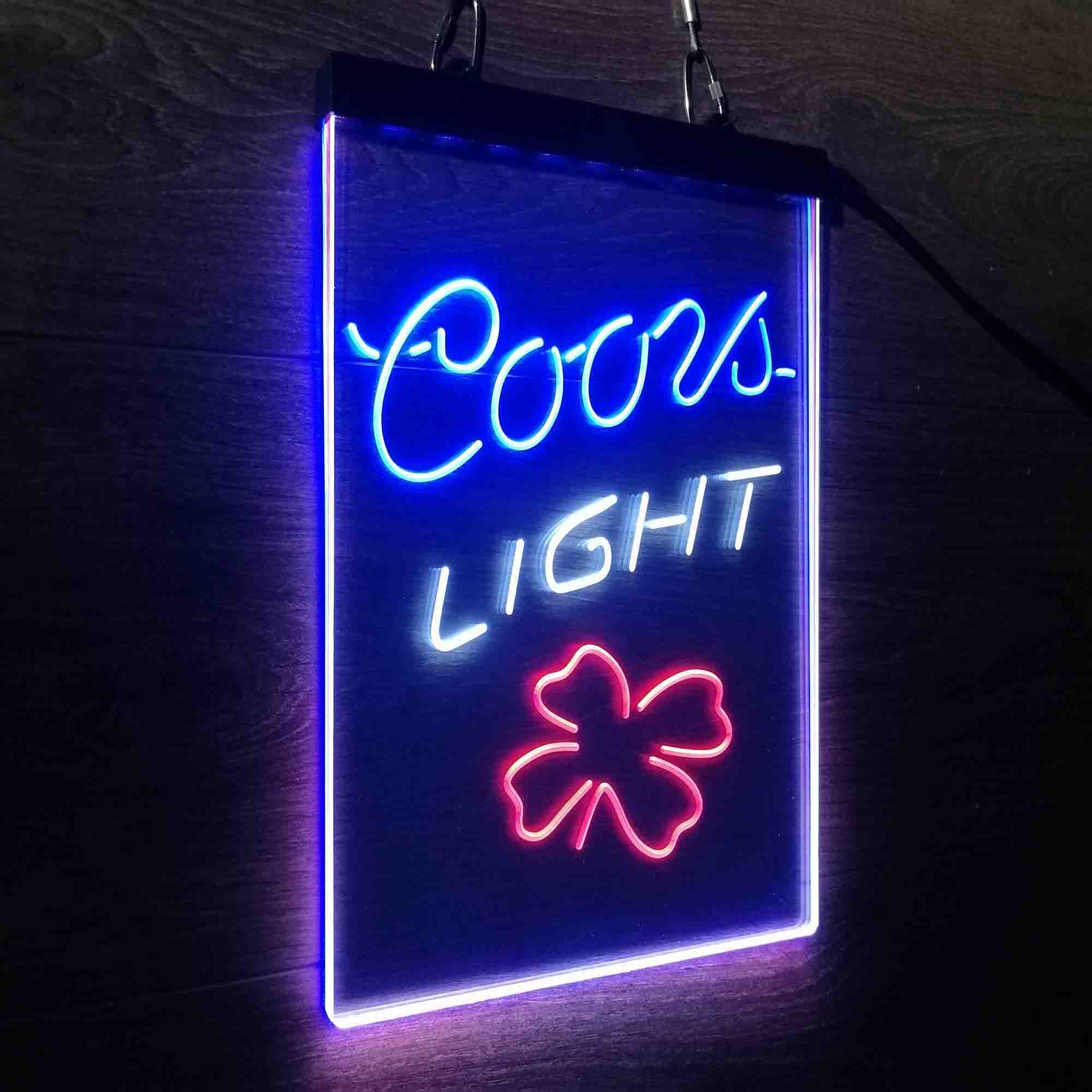 Coors Light 4 Leaf Clover Beer Neon LED Sign 3 Colors