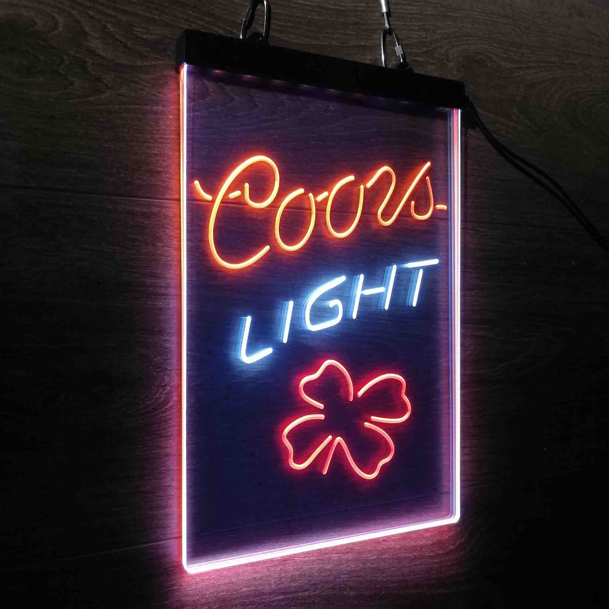 Coors Light 4 Leaf Clover Beer Neon LED Sign 3 Colors