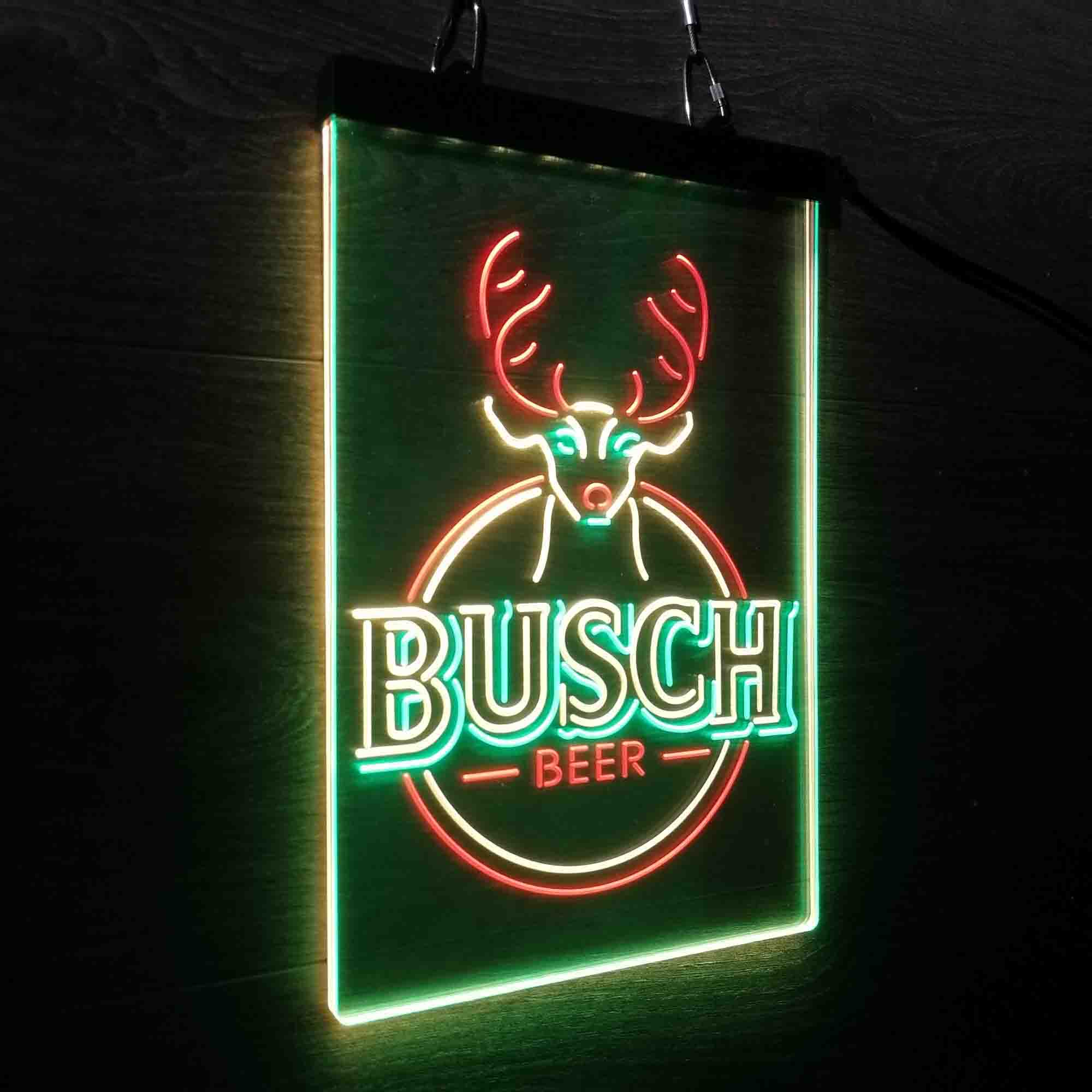 Buschs Beer Deer Vertical Circle Neon LED Sign 3 Colors