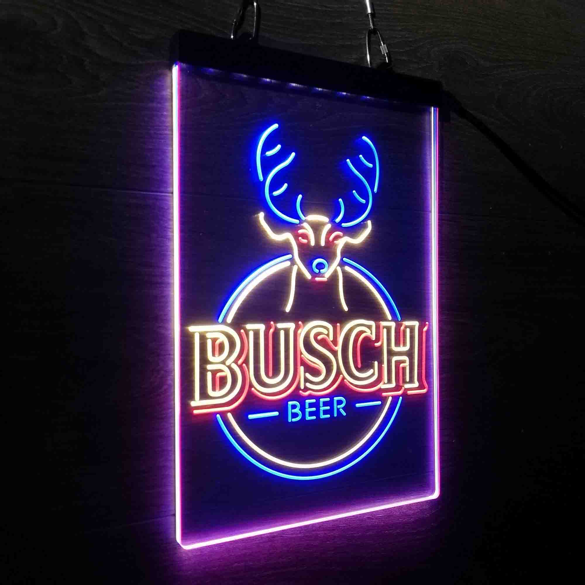 Buschs Beer Deer Vertical Circle Neon LED Sign 3 Colors