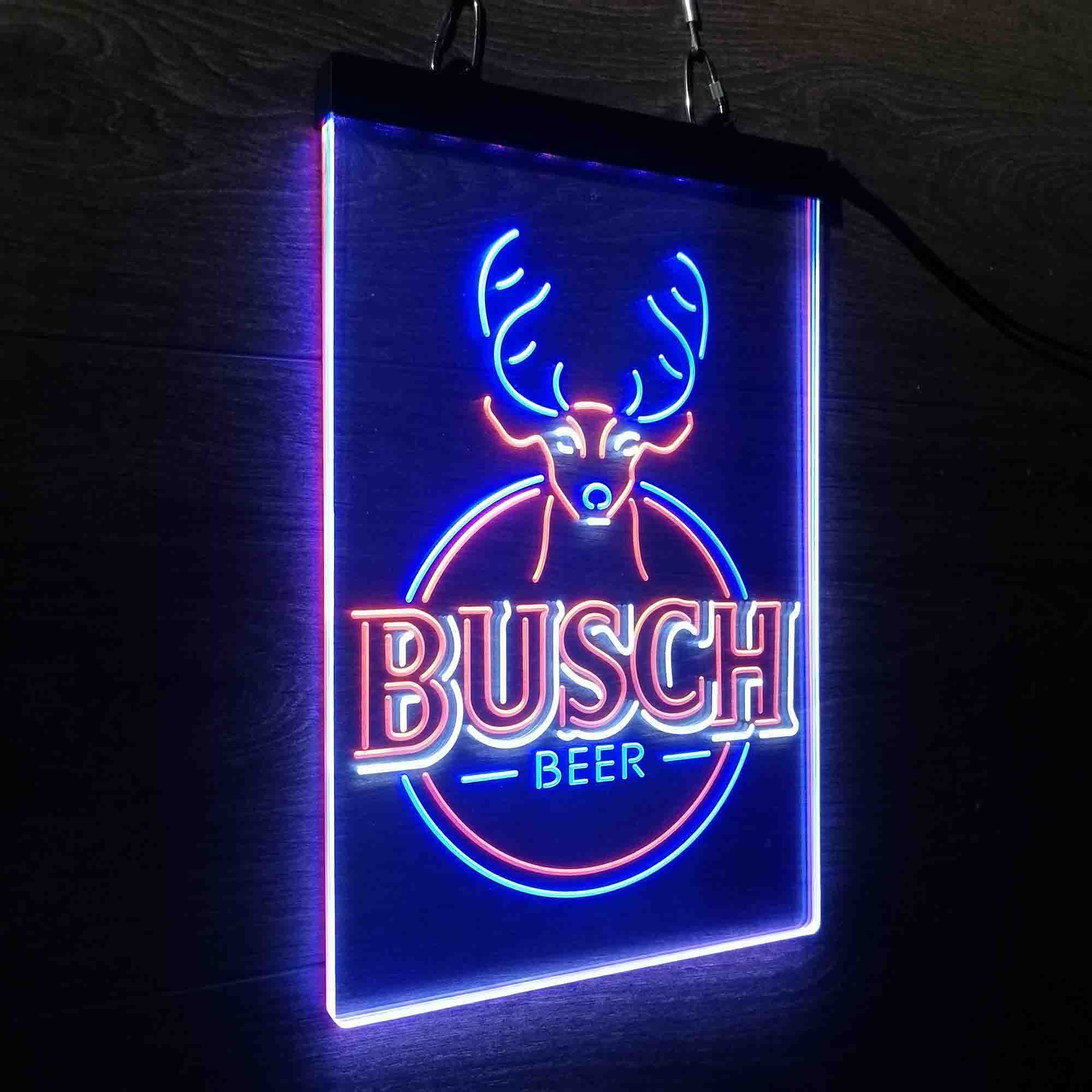 Buschs Beer Deer Vertical Circle Neon LED Sign 3 Colors