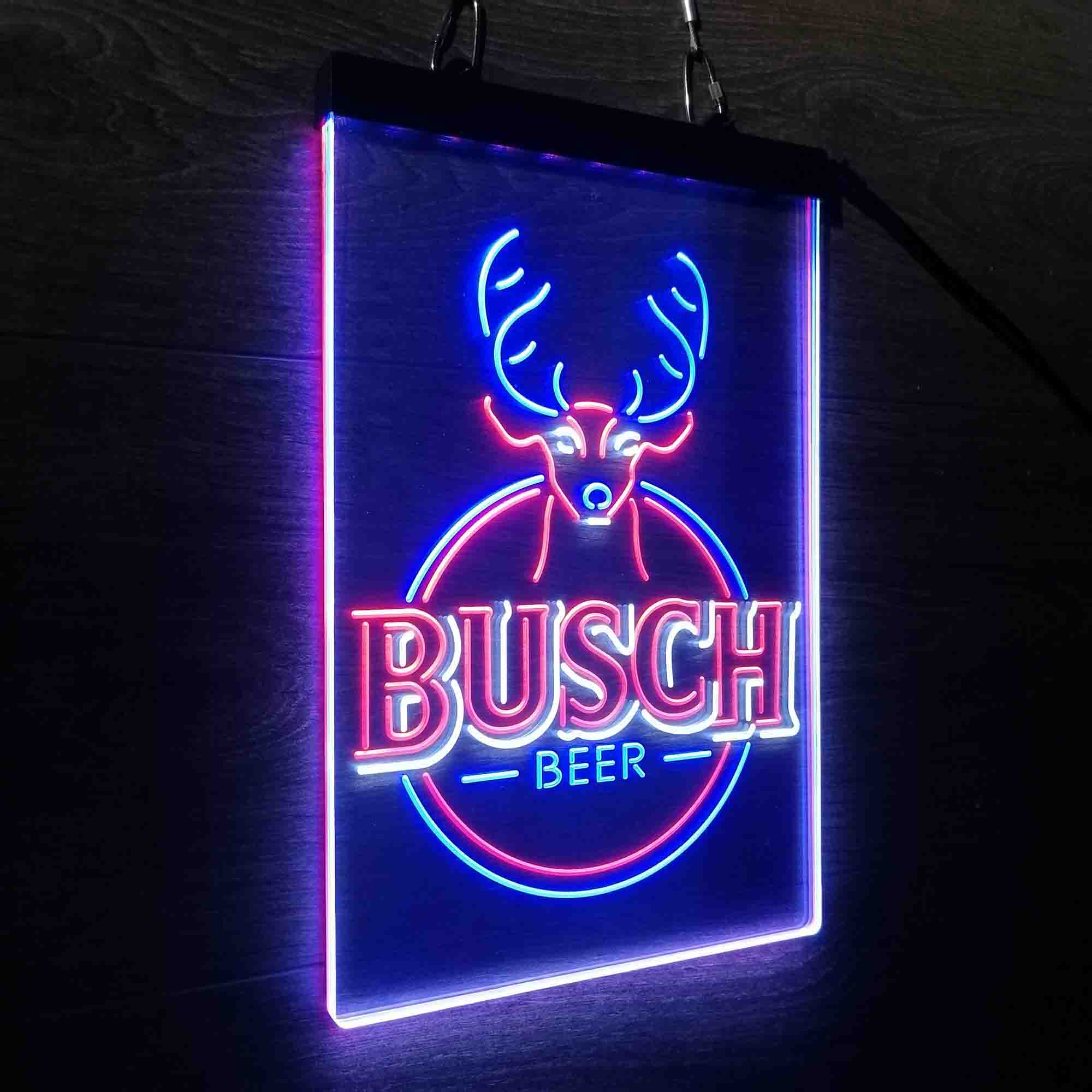 Buschs Beer Deer Vertical Circle Neon LED Sign 3 Colors