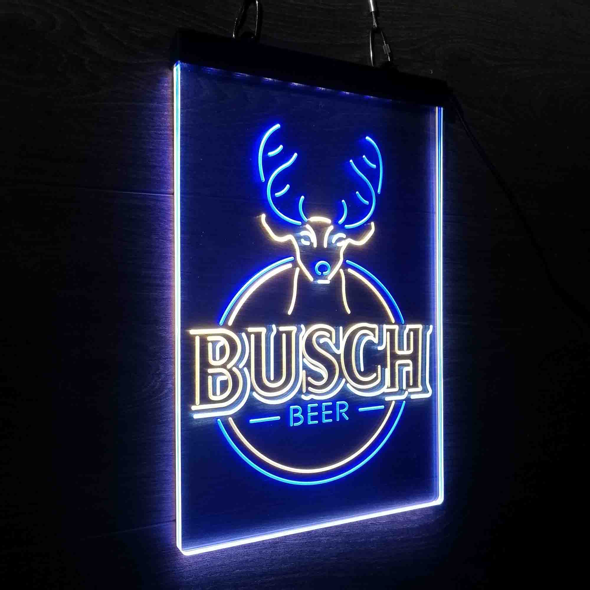 Buschs Beer Deer Vertical Circle Neon LED Sign 3 Colors