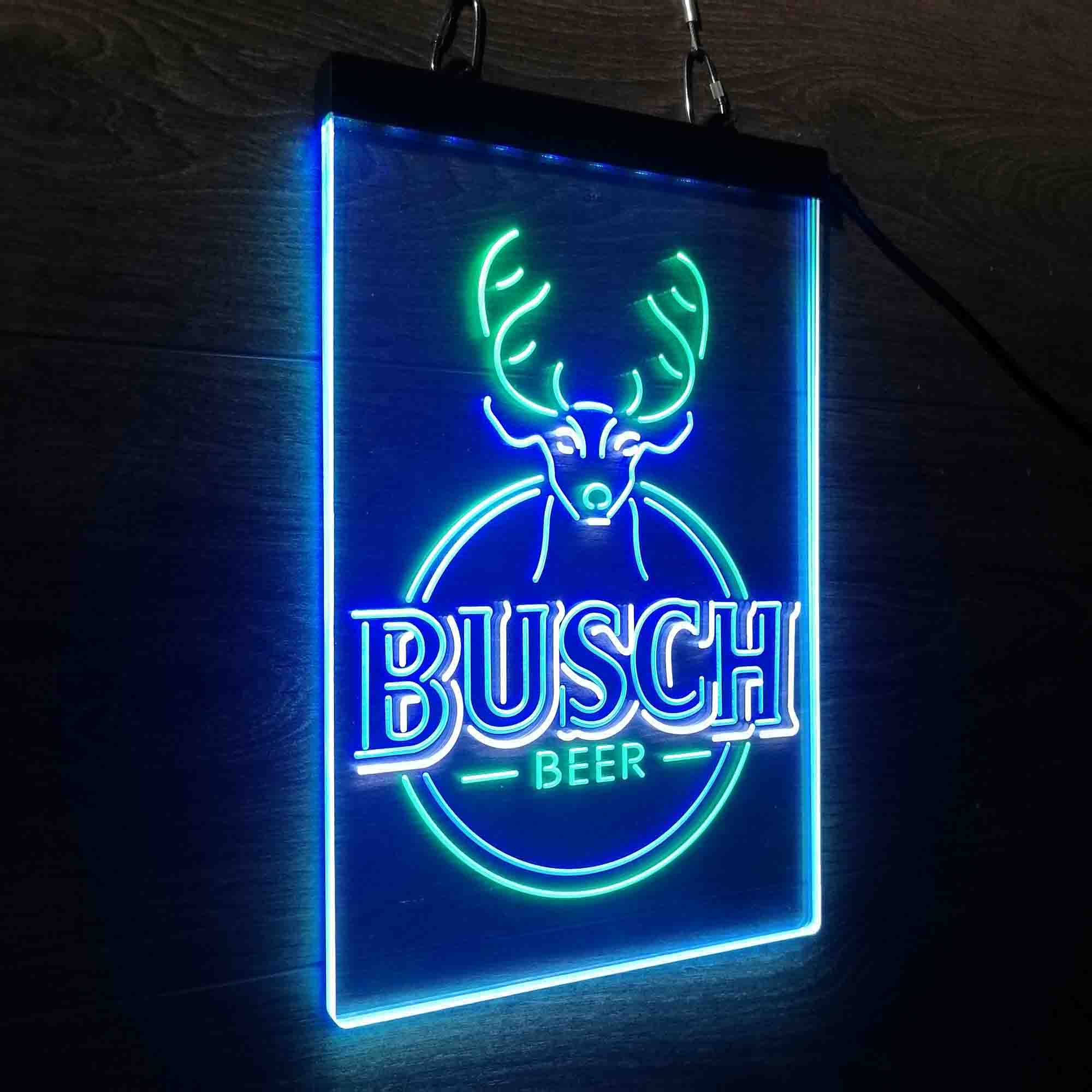 Buschs Beer Deer Vertical Circle Neon LED Sign 3 Colors