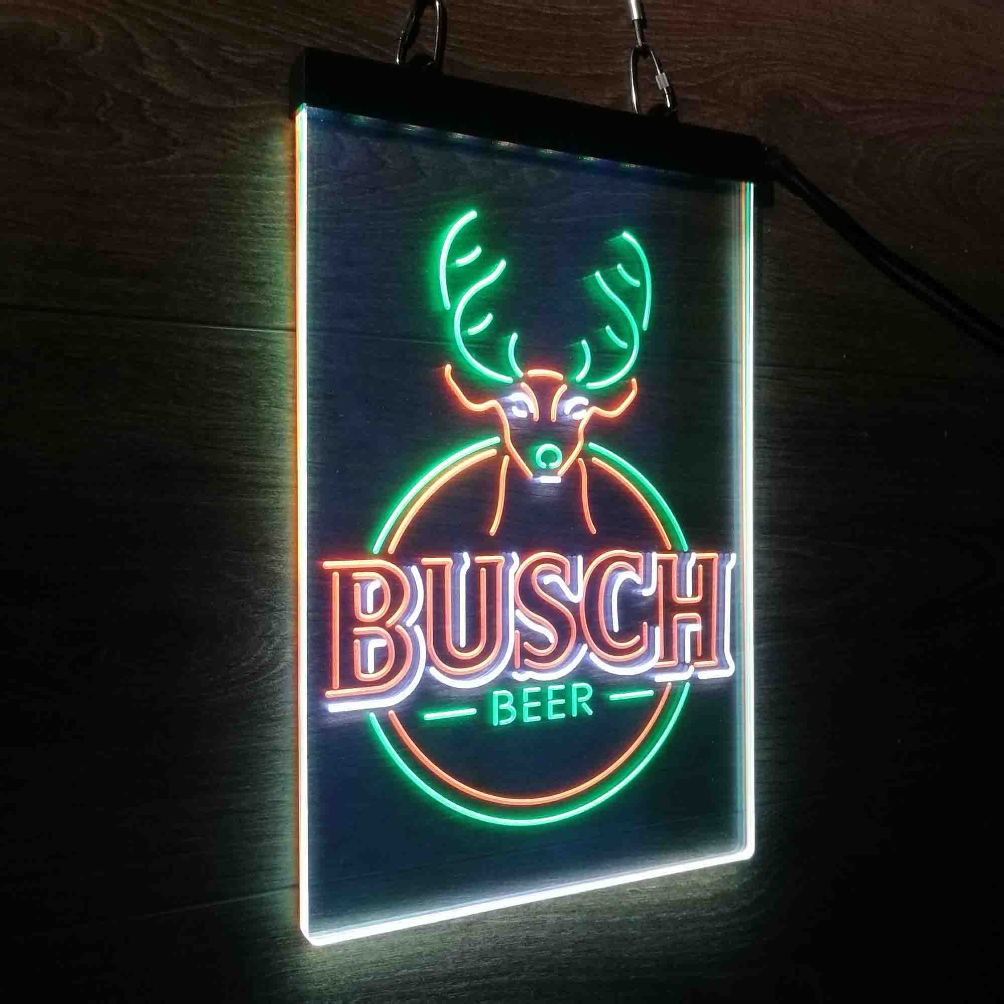 Buschs Beer Deer Vertical Circle Neon LED Sign 3 Colors