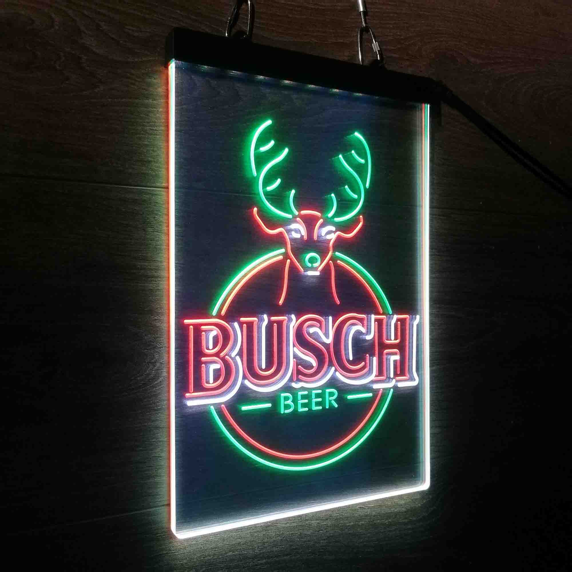 Buschs Beer Deer Vertical Circle Neon LED Sign 3 Colors