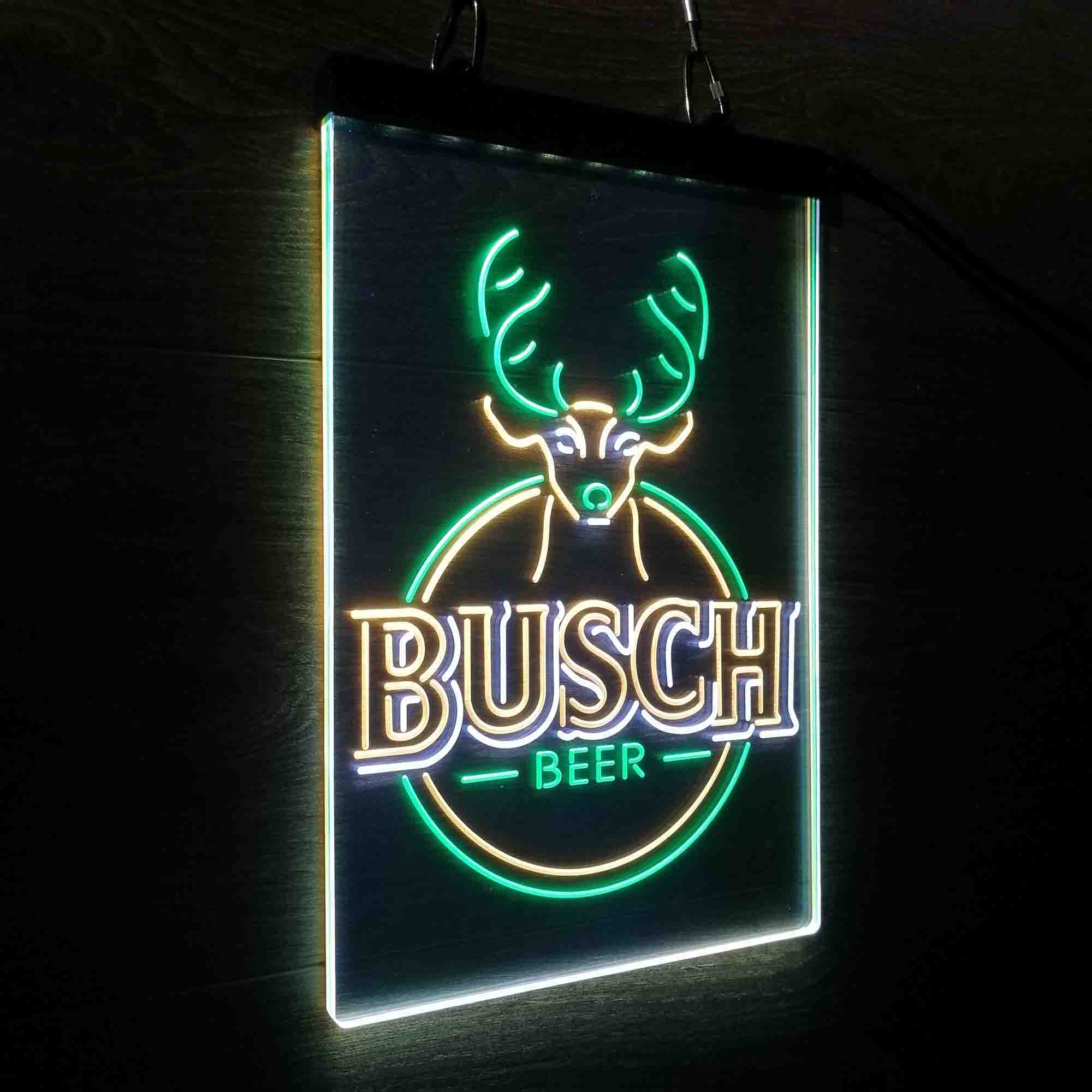 Buschs Beer Deer Vertical Circle Neon LED Sign 3 Colors