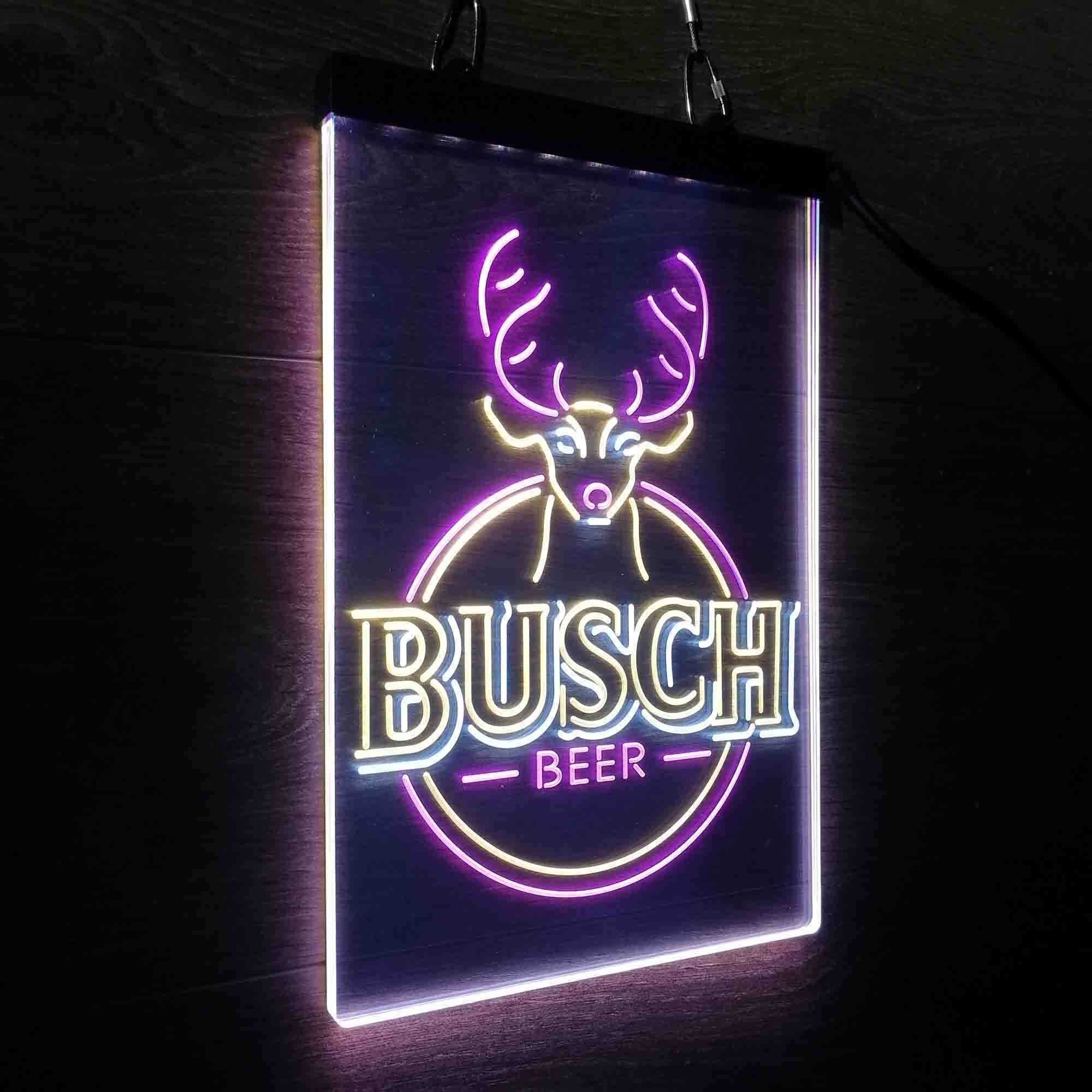 Buschs Beer Deer Vertical Circle Neon LED Sign 3 Colors