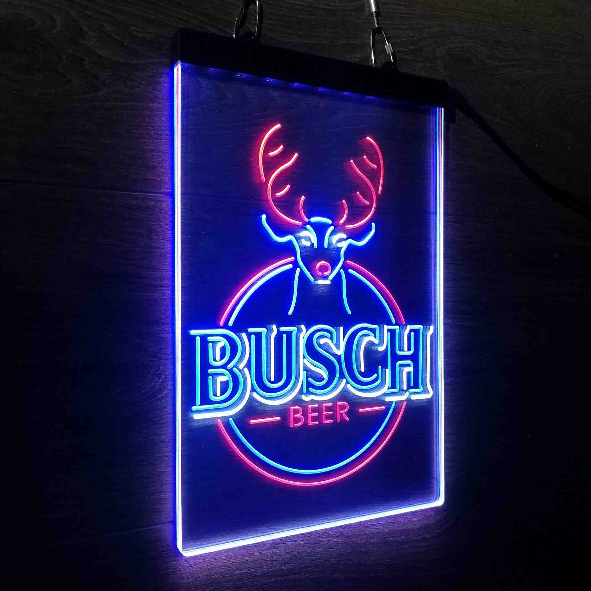 Buschs Beer Deer Vertical Circle Neon LED Sign 3 Colors