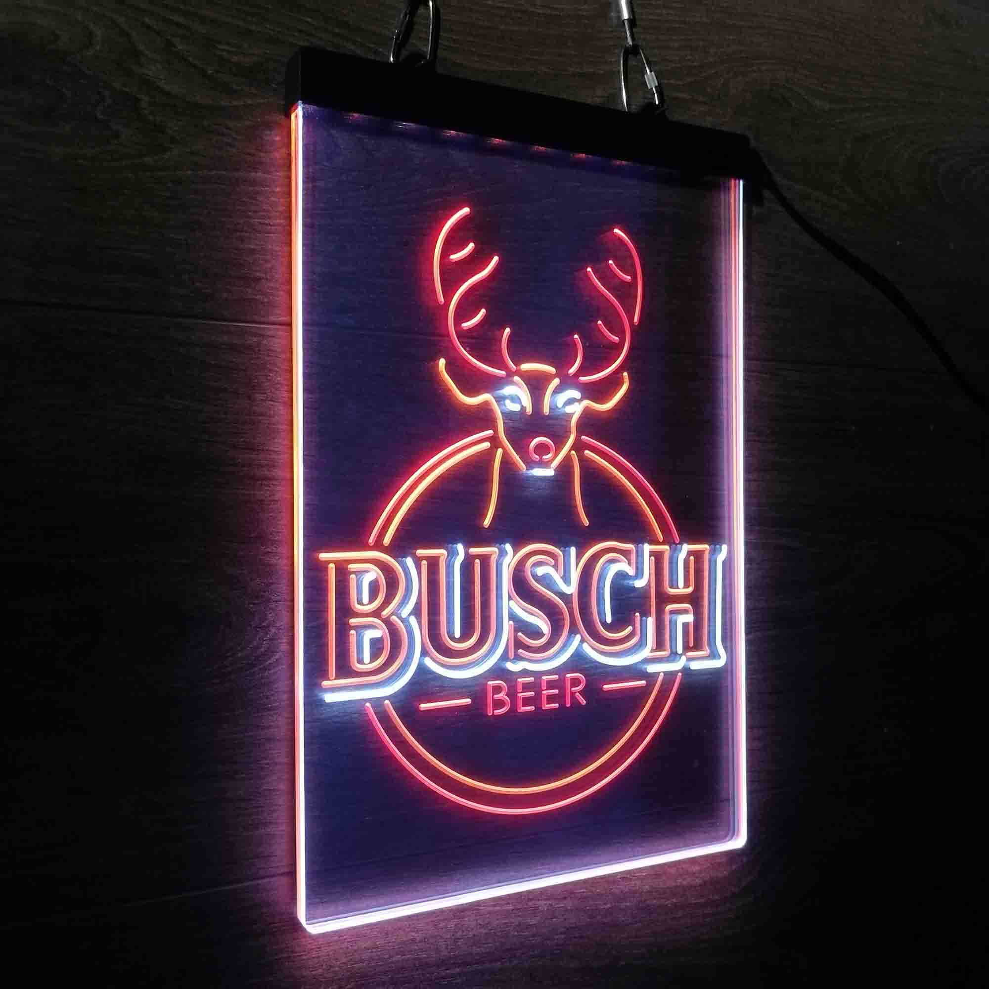 Buschs Beer Deer Vertical Circle Neon LED Sign 3 Colors