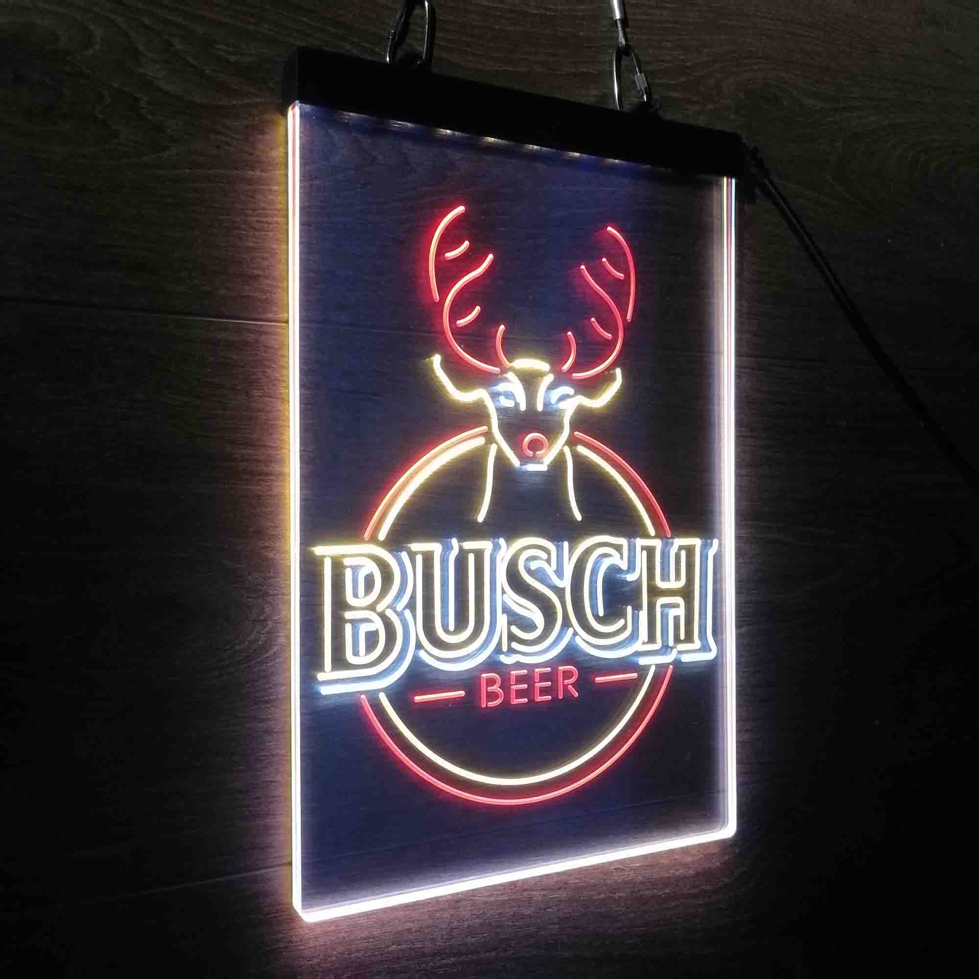 Buschs Beer Deer Vertical Circle Neon LED Sign 3 Colors