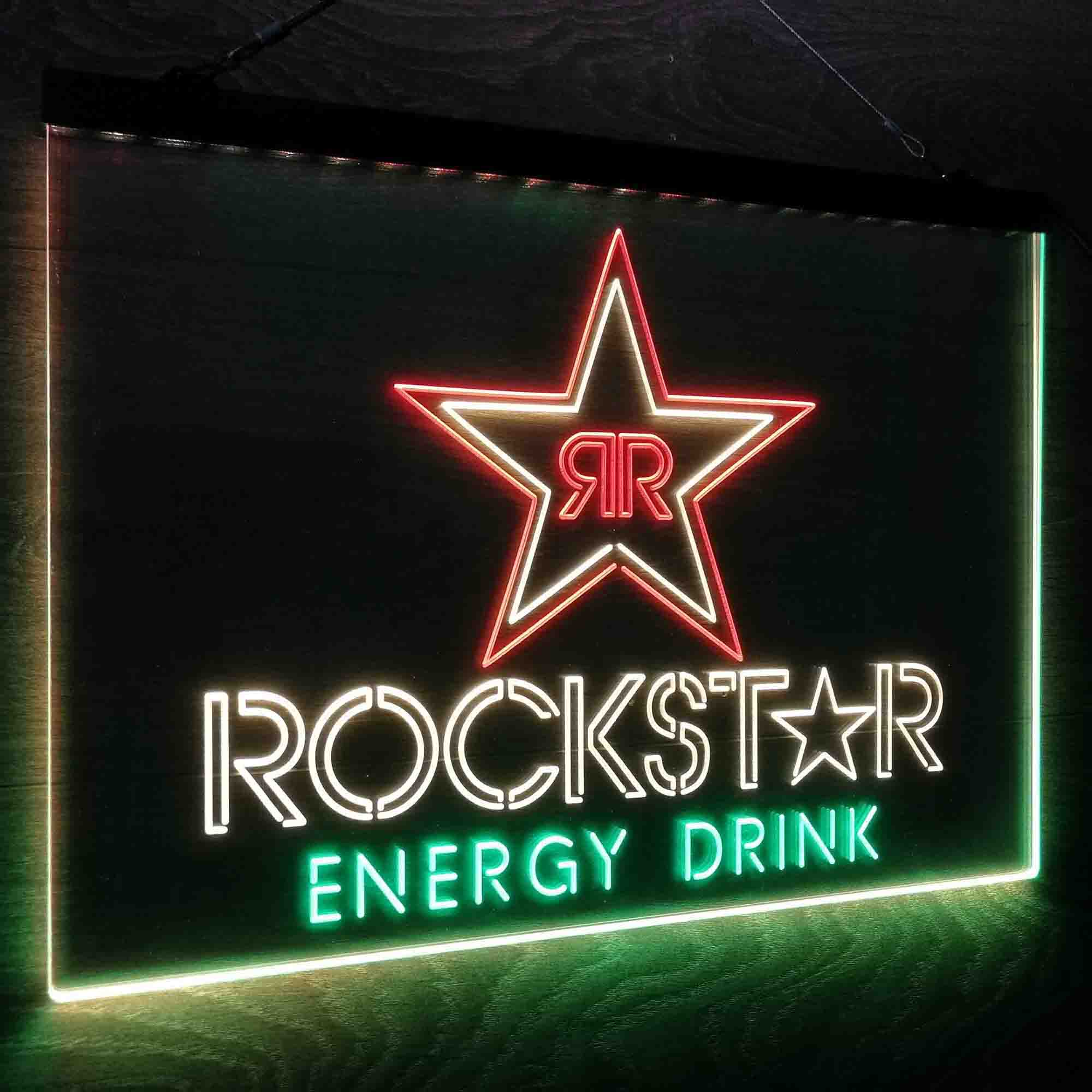 Rockstar Energy Drink Double Star Neon LED Sign 3 Colors