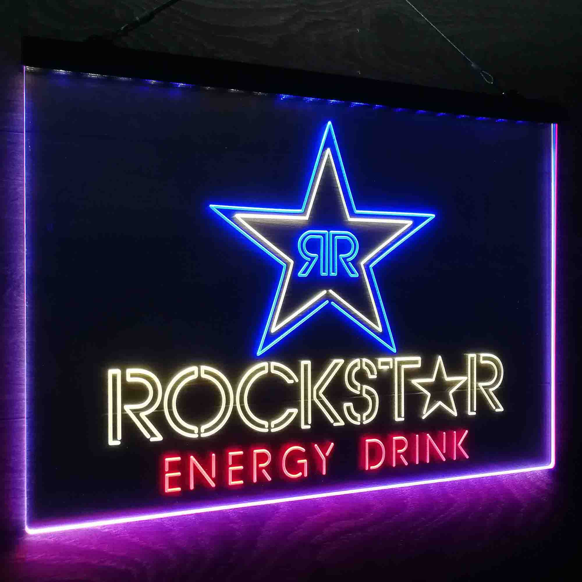 Rockstar Energy Drink Double Star Neon LED Sign 3 Colors