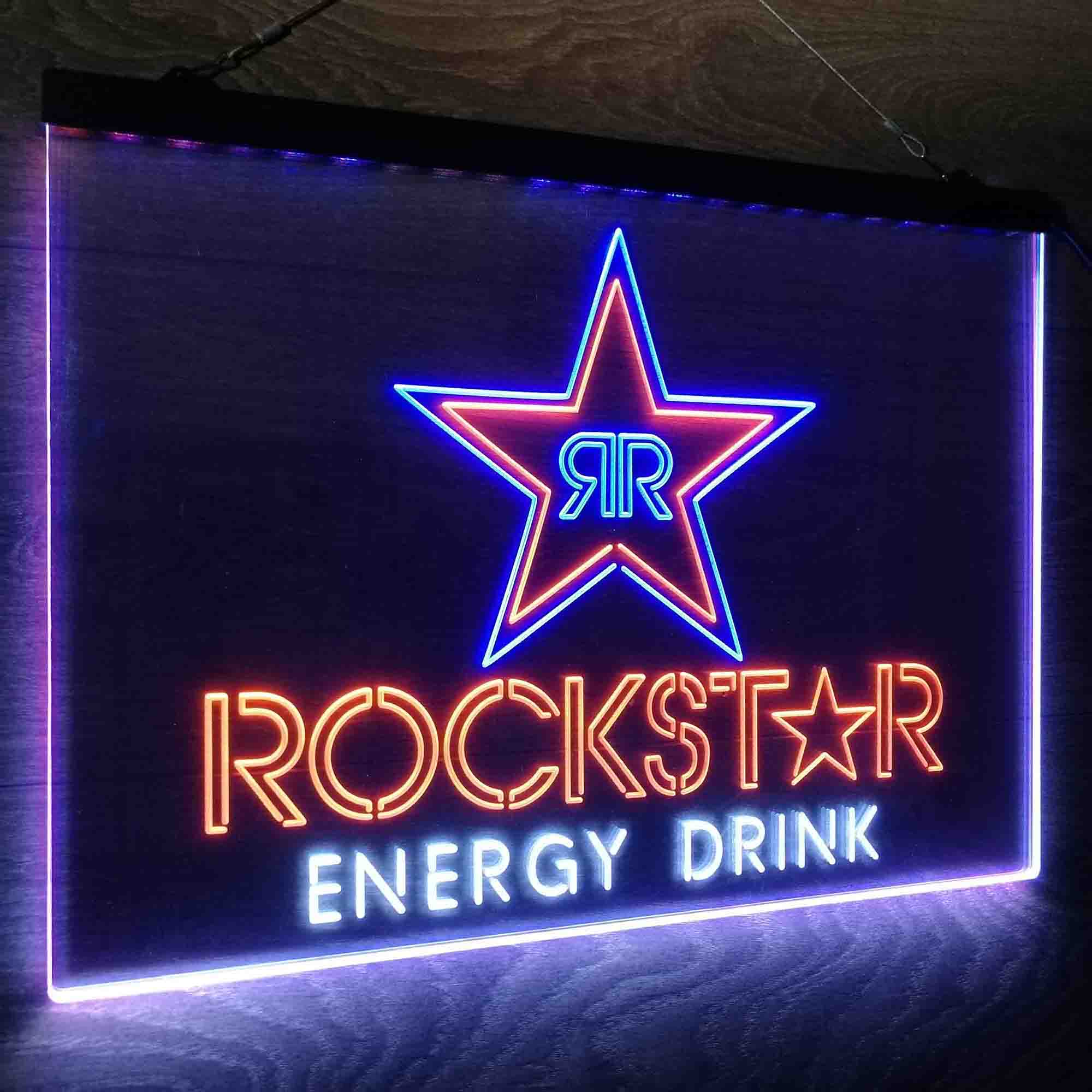 Rockstar Energy Drink Double Star Neon LED Sign 3 Colors