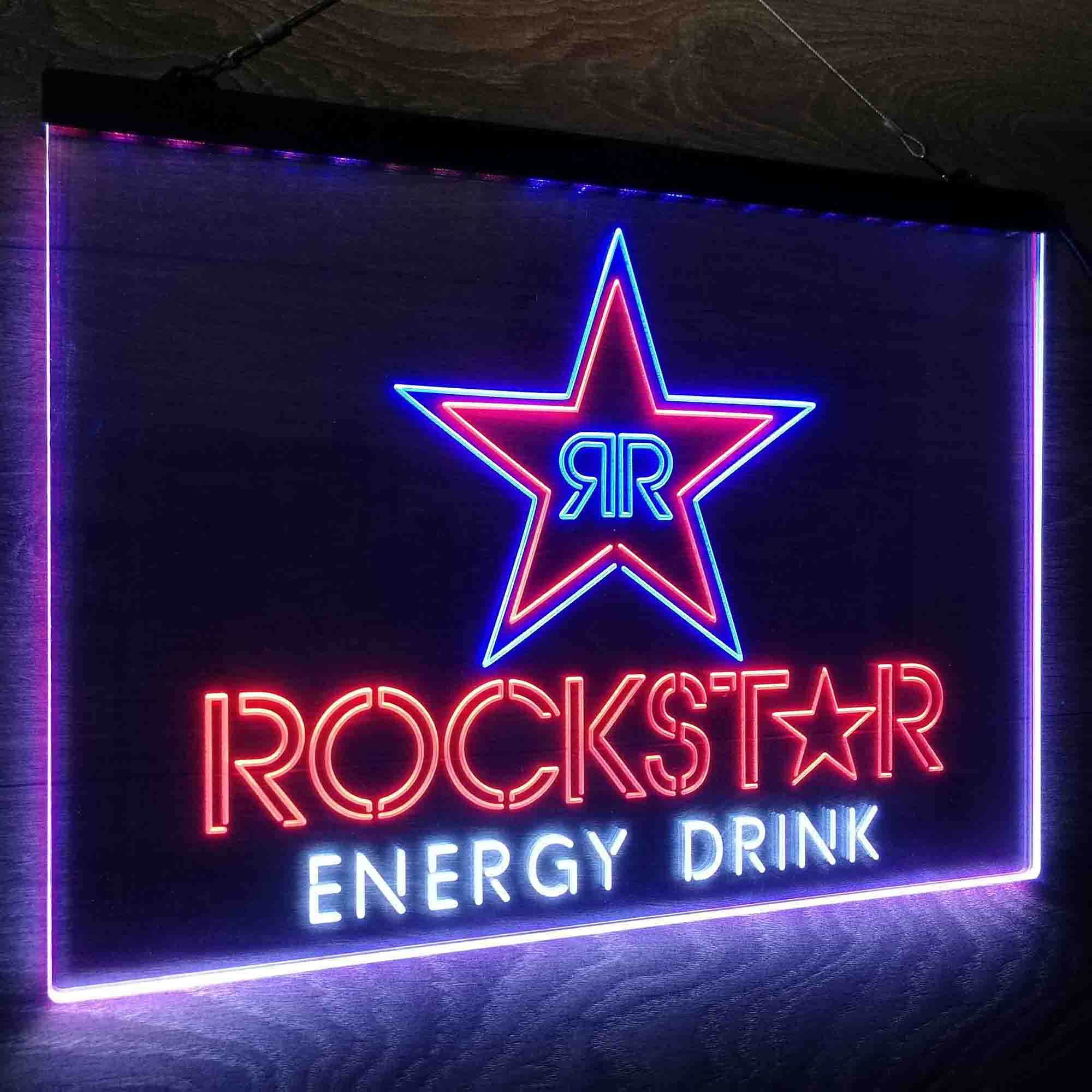 Rockstar Energy Drink Double Star Neon LED Sign 3 Colors