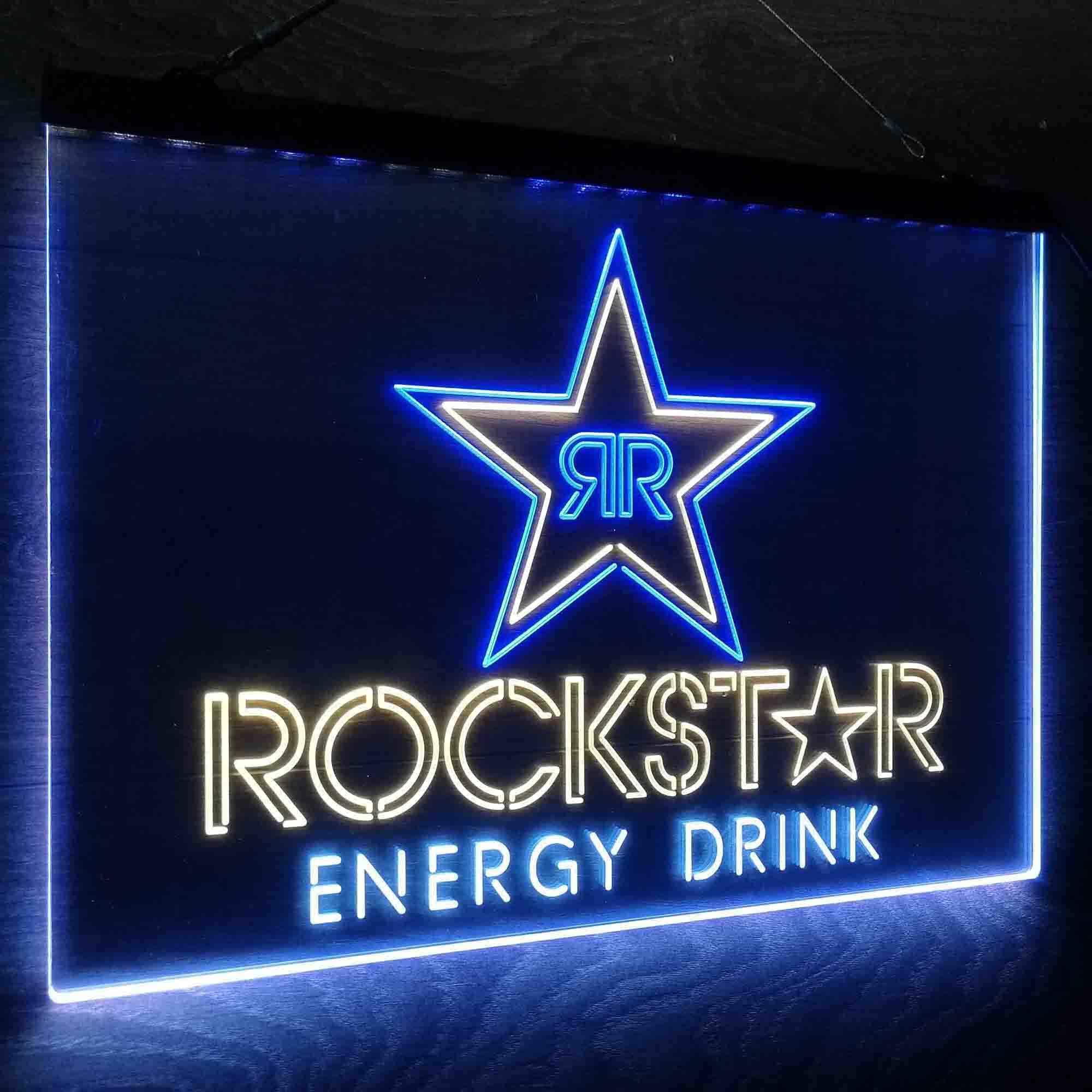 Rockstar Energy Drink Double Star Neon LED Sign 3 Colors