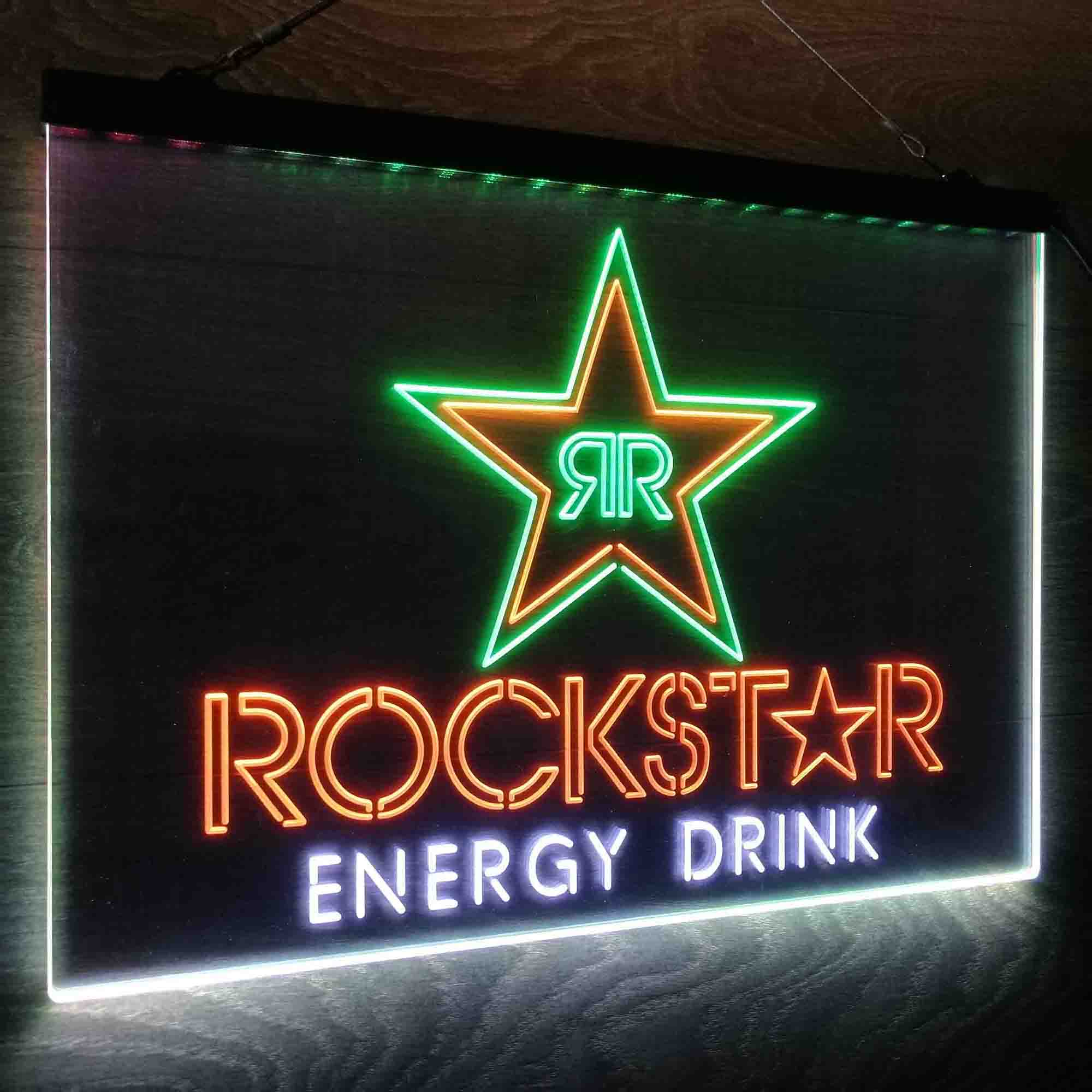 Rockstar Energy Drink Double Star Neon LED Sign 3 Colors