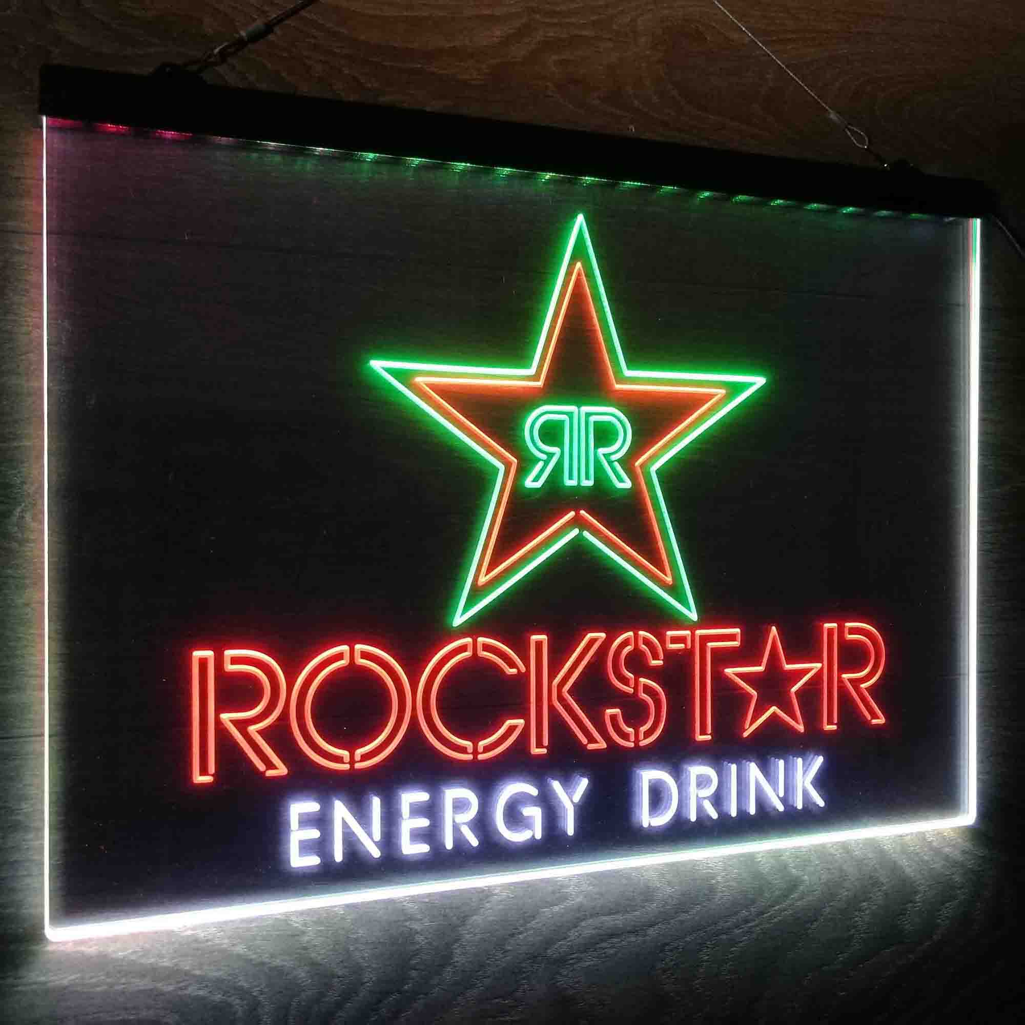 Rockstar Energy Drink Double Star Neon LED Sign 3 Colors