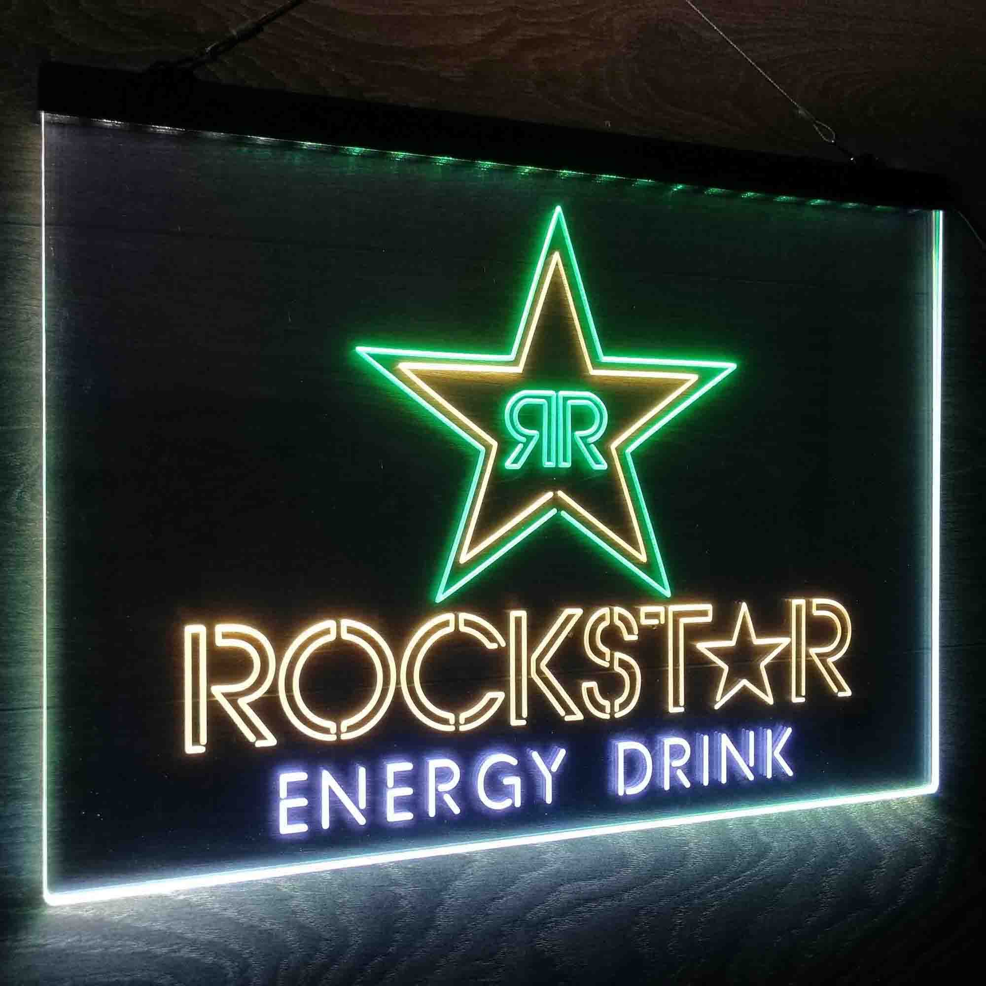 Rockstar Energy Drink Double Star Neon LED Sign 3 Colors