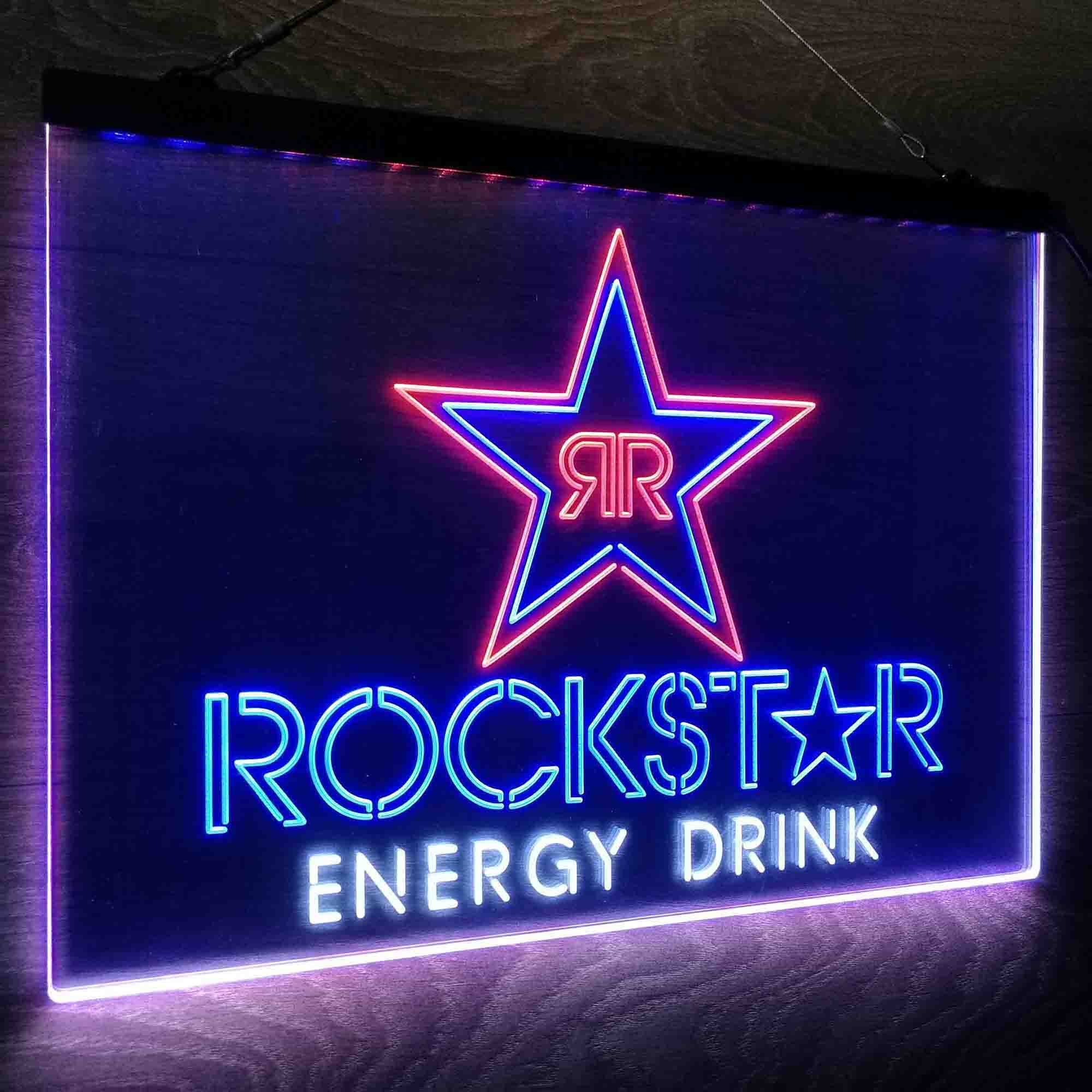 Rockstar Energy Drink Double Star Neon LED Sign 3 Colors