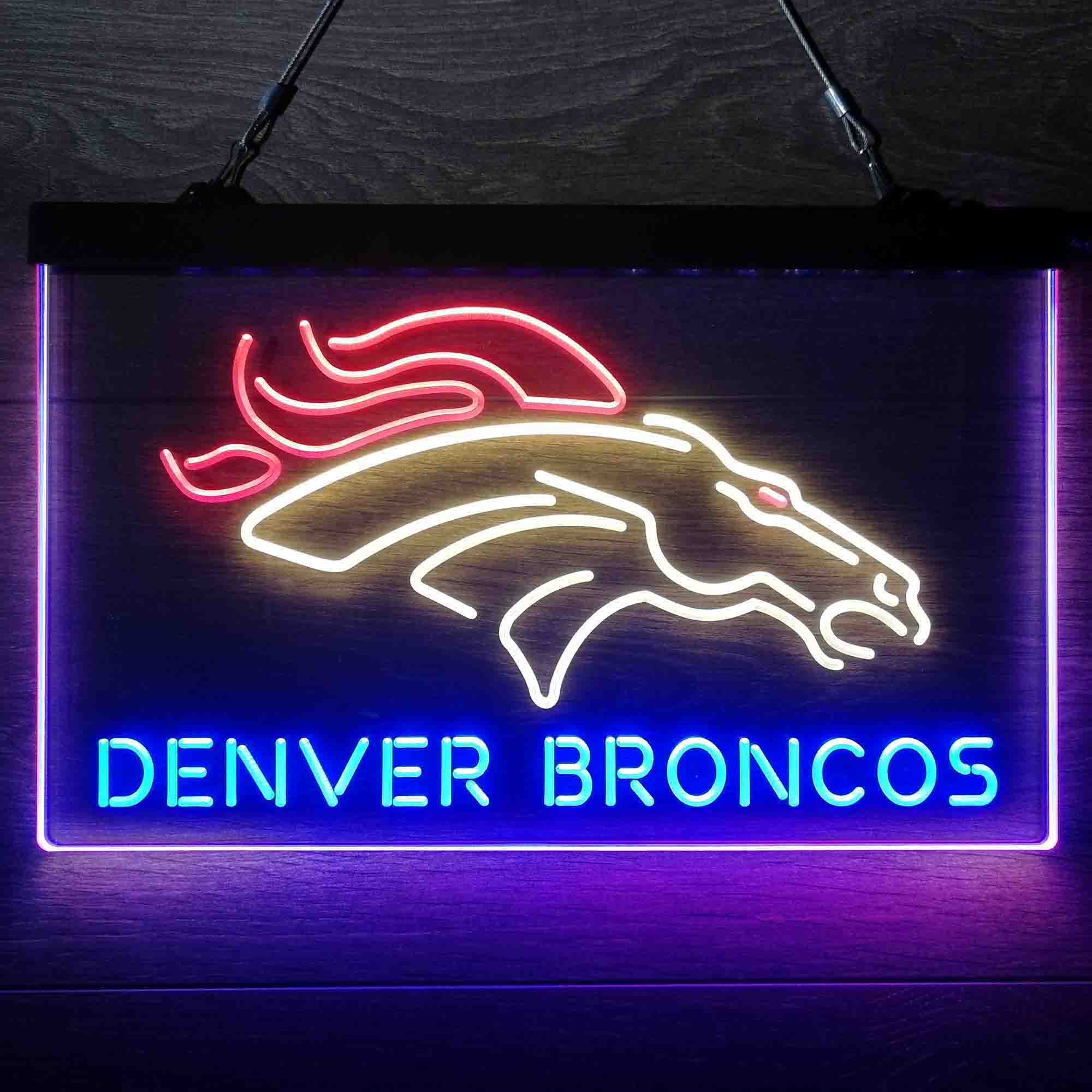 Denver Broncos Sports Bar Neon 3-Colors Led Light Sign