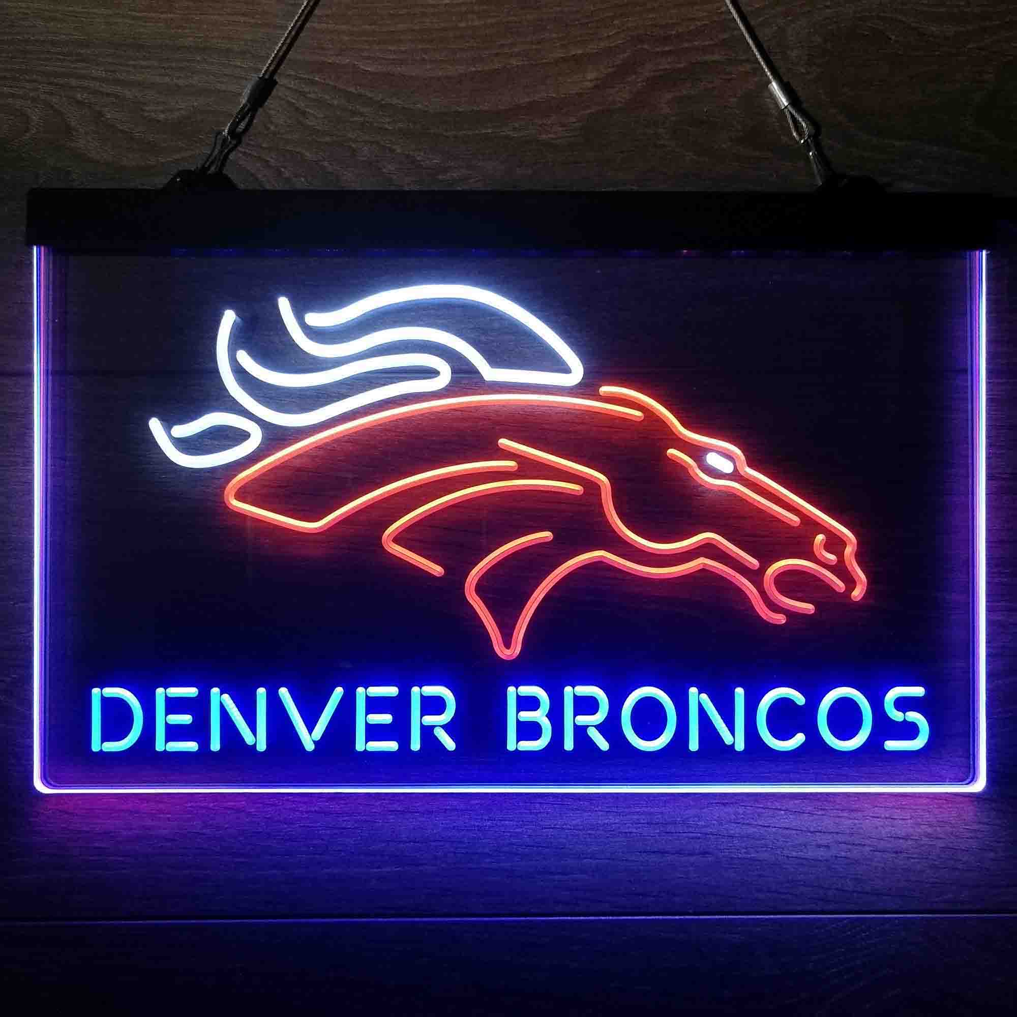 Denver Broncos Sports Bar Neon 3-Colors Led Light Sign