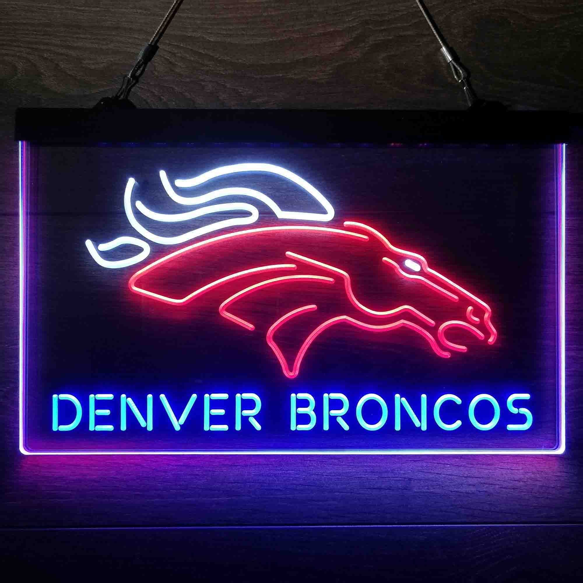 Denver Broncos Sports Bar Neon 3-Colors Led Light Sign