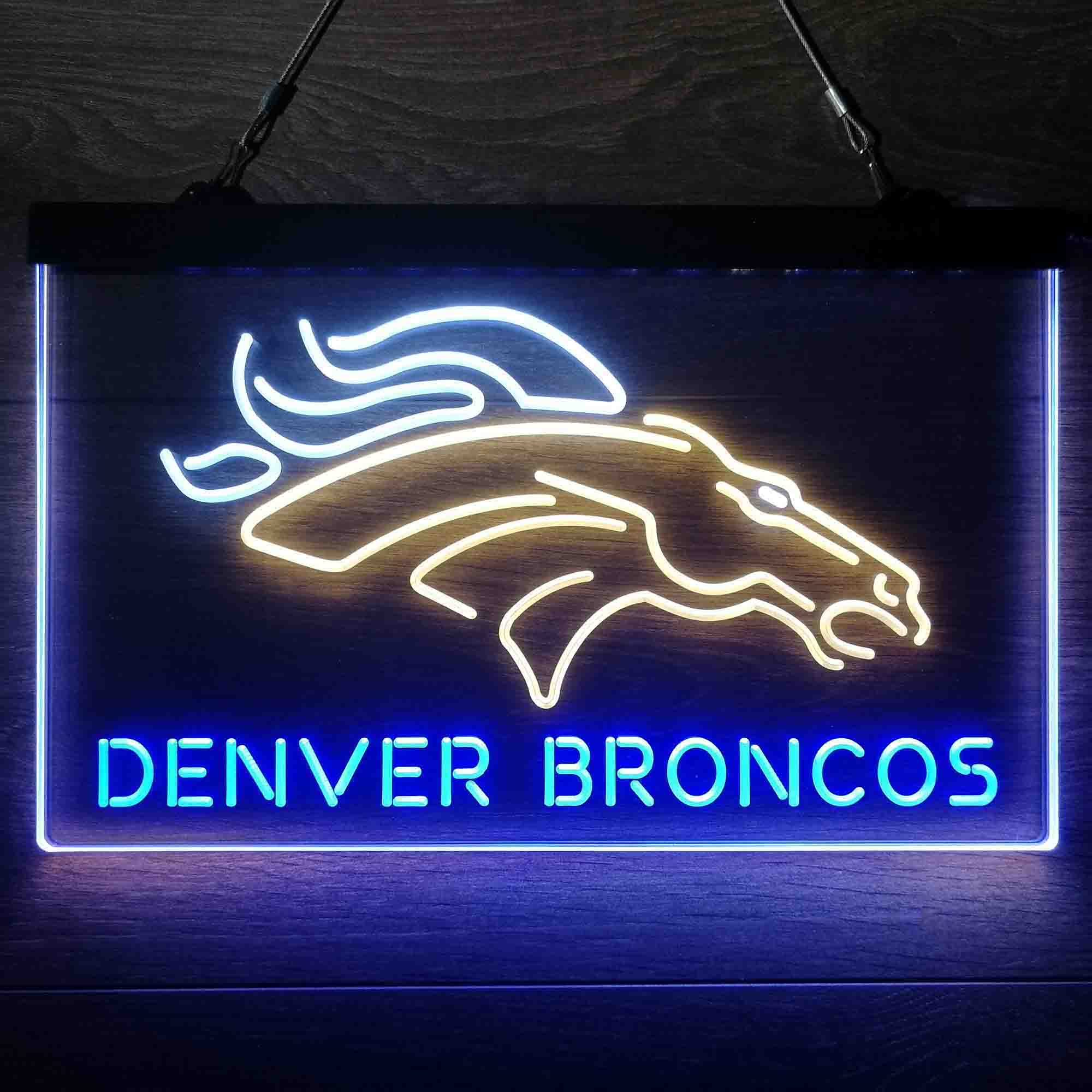 Denver Broncos Sports Bar Neon 3-Colors Led Light Sign