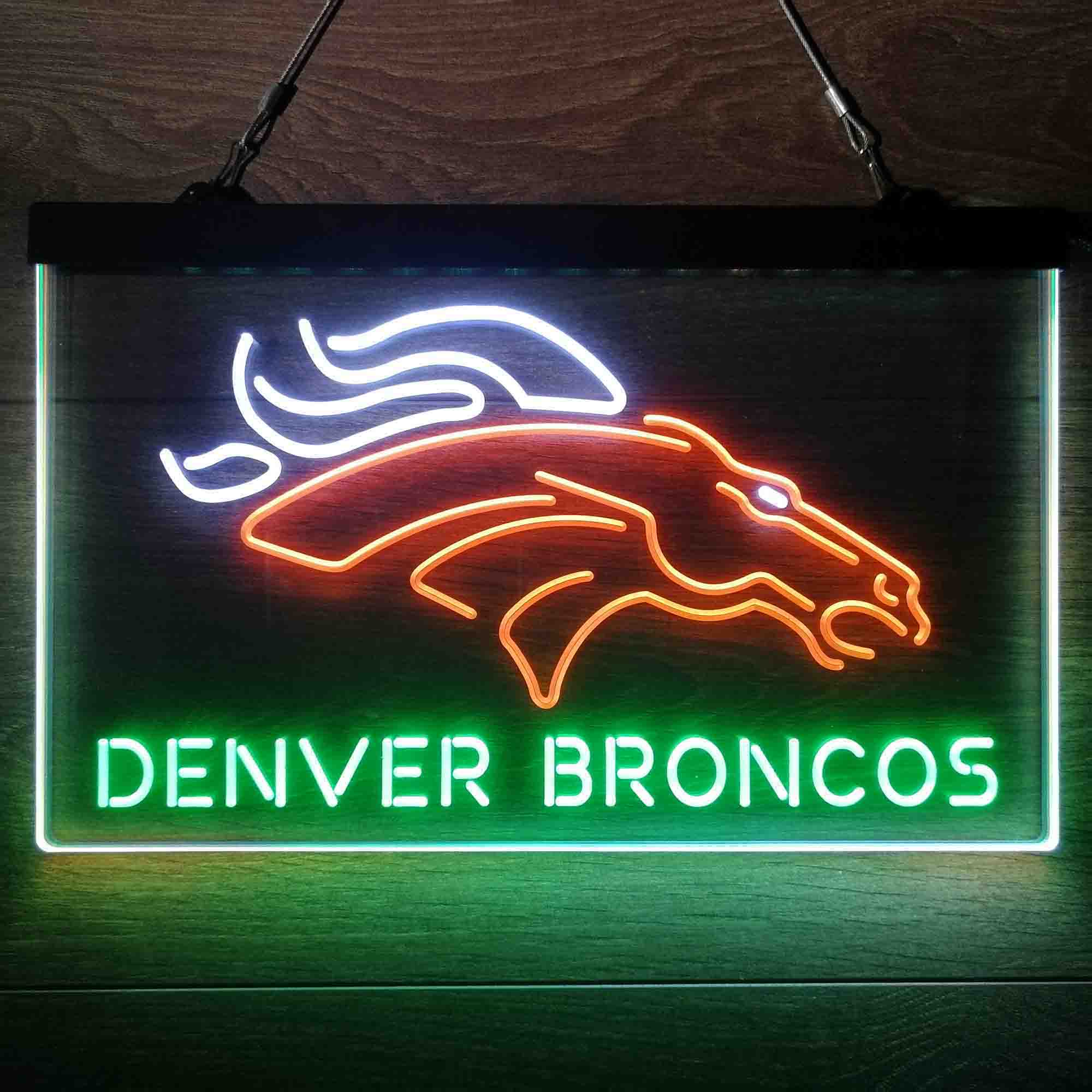 Denver Broncos Sports Bar Neon 3-Colors Led Light Sign