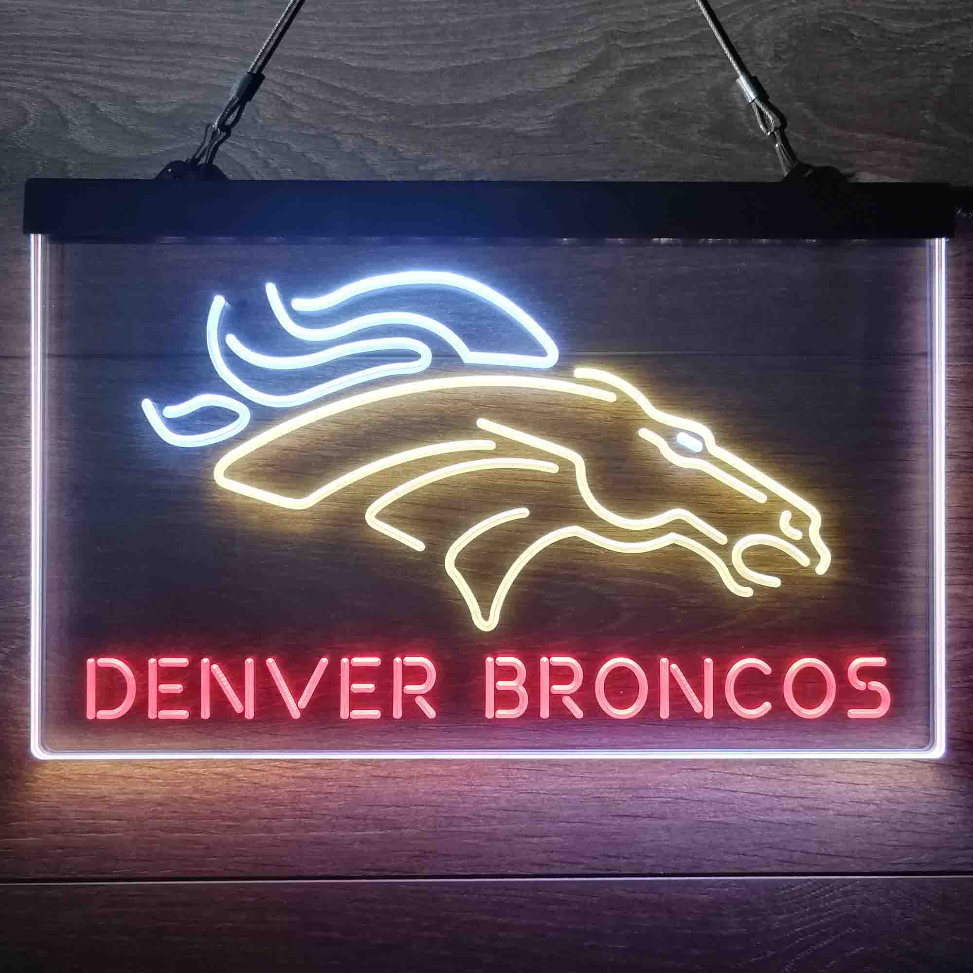 Denver Broncos Sports Bar Neon 3-Colors Led Light Sign