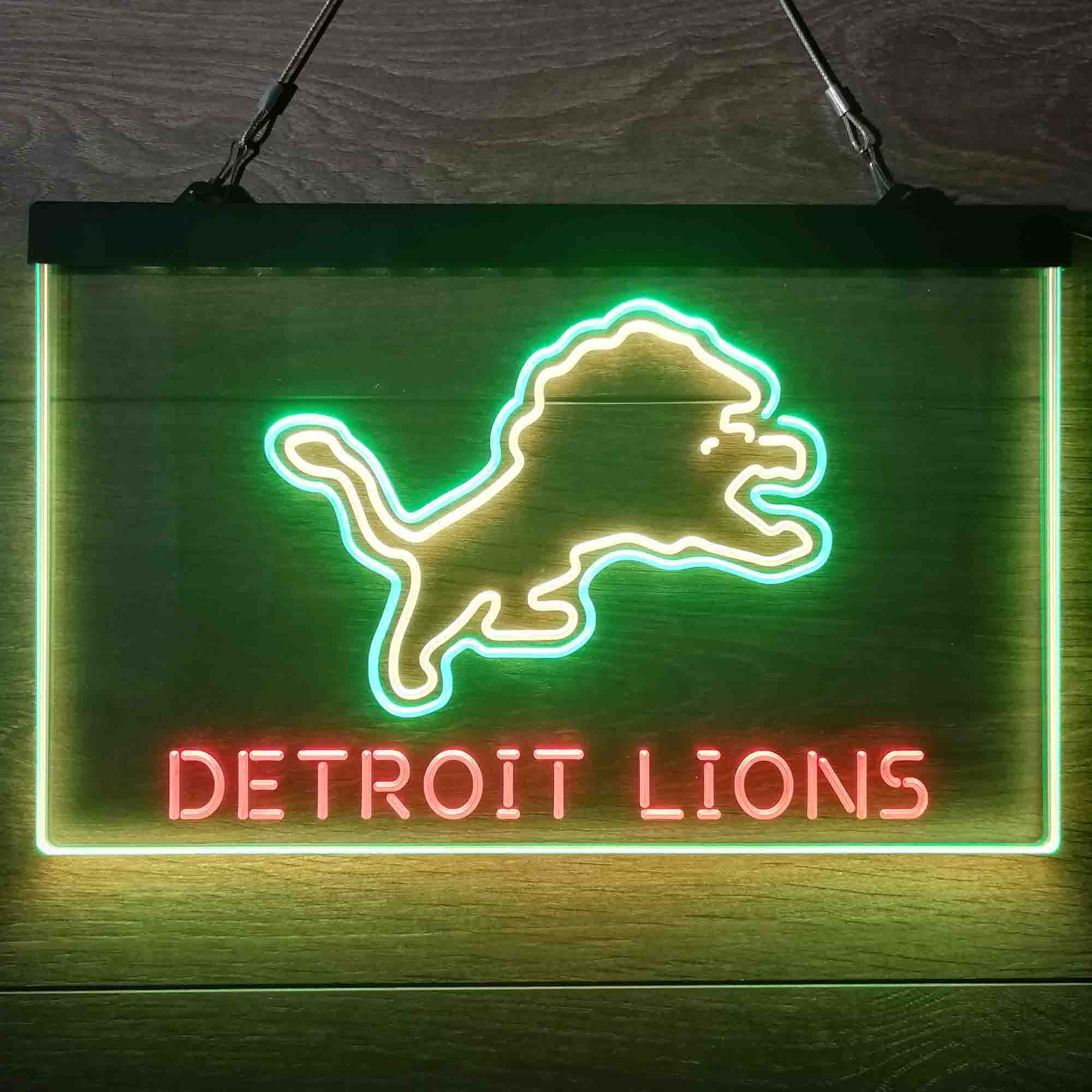 Detroit Lions Neon 3-Color LED Light Sign