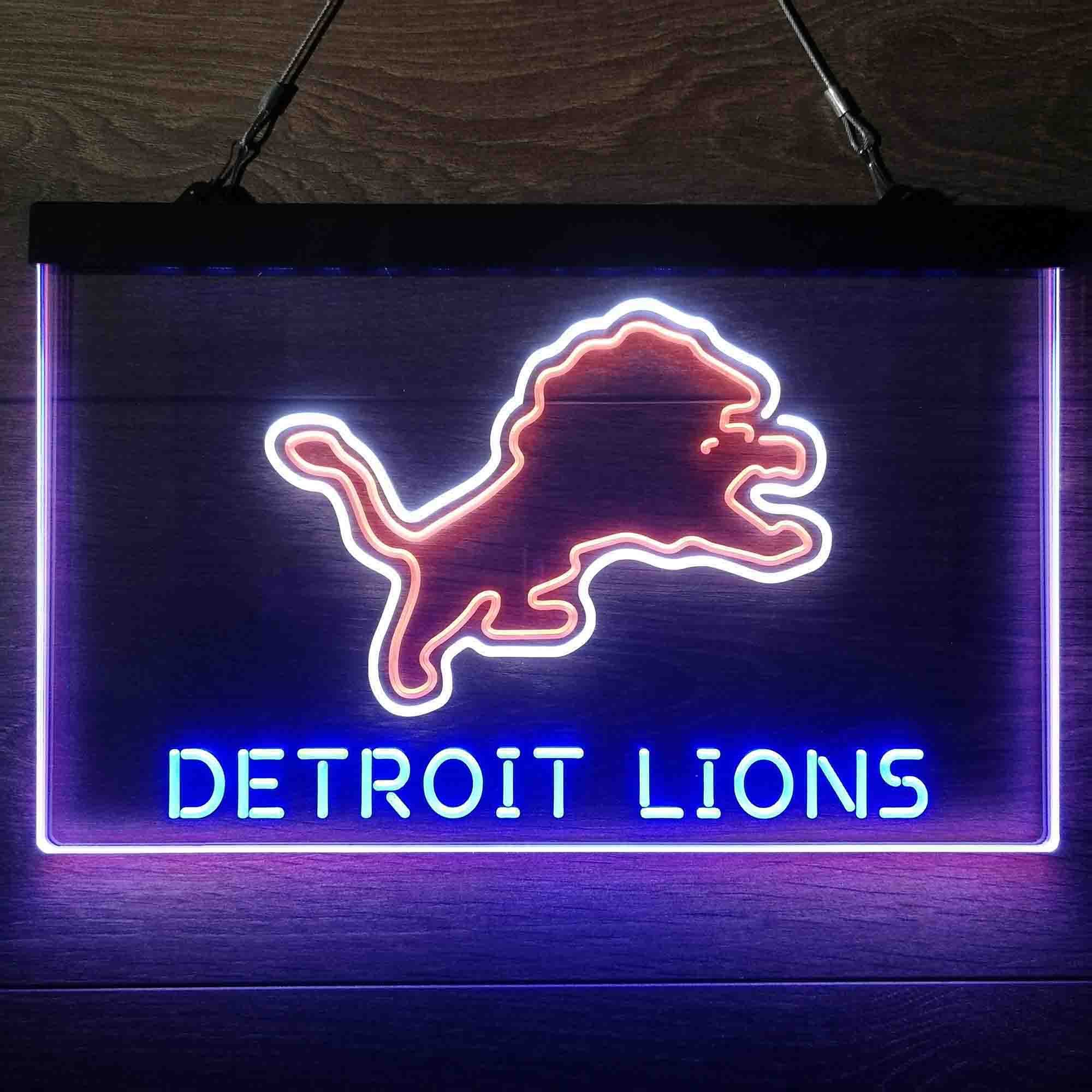 Detroit Lions Neon 3-Color LED Light Sign