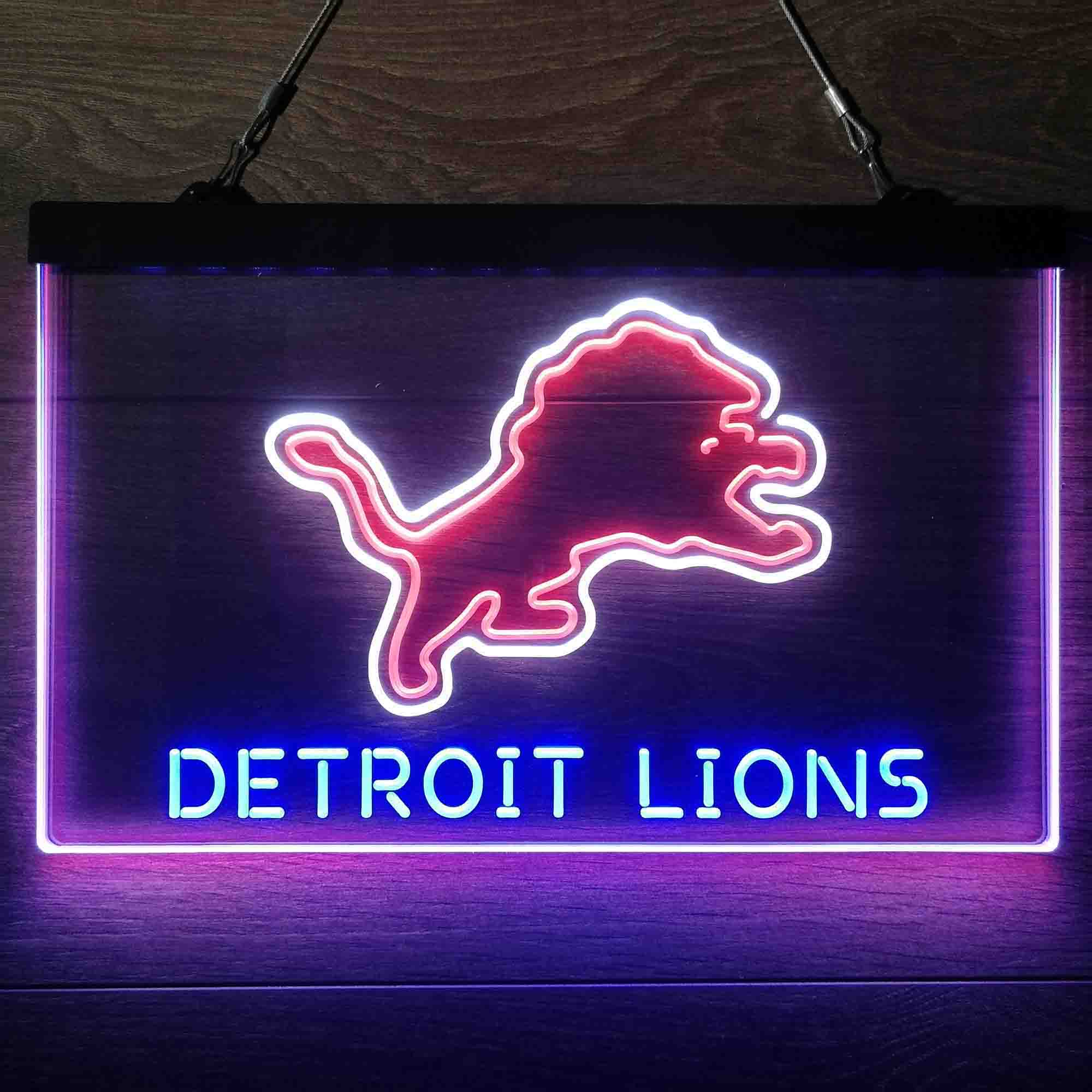 Detroit Lions Neon 3-Color LED Light Sign