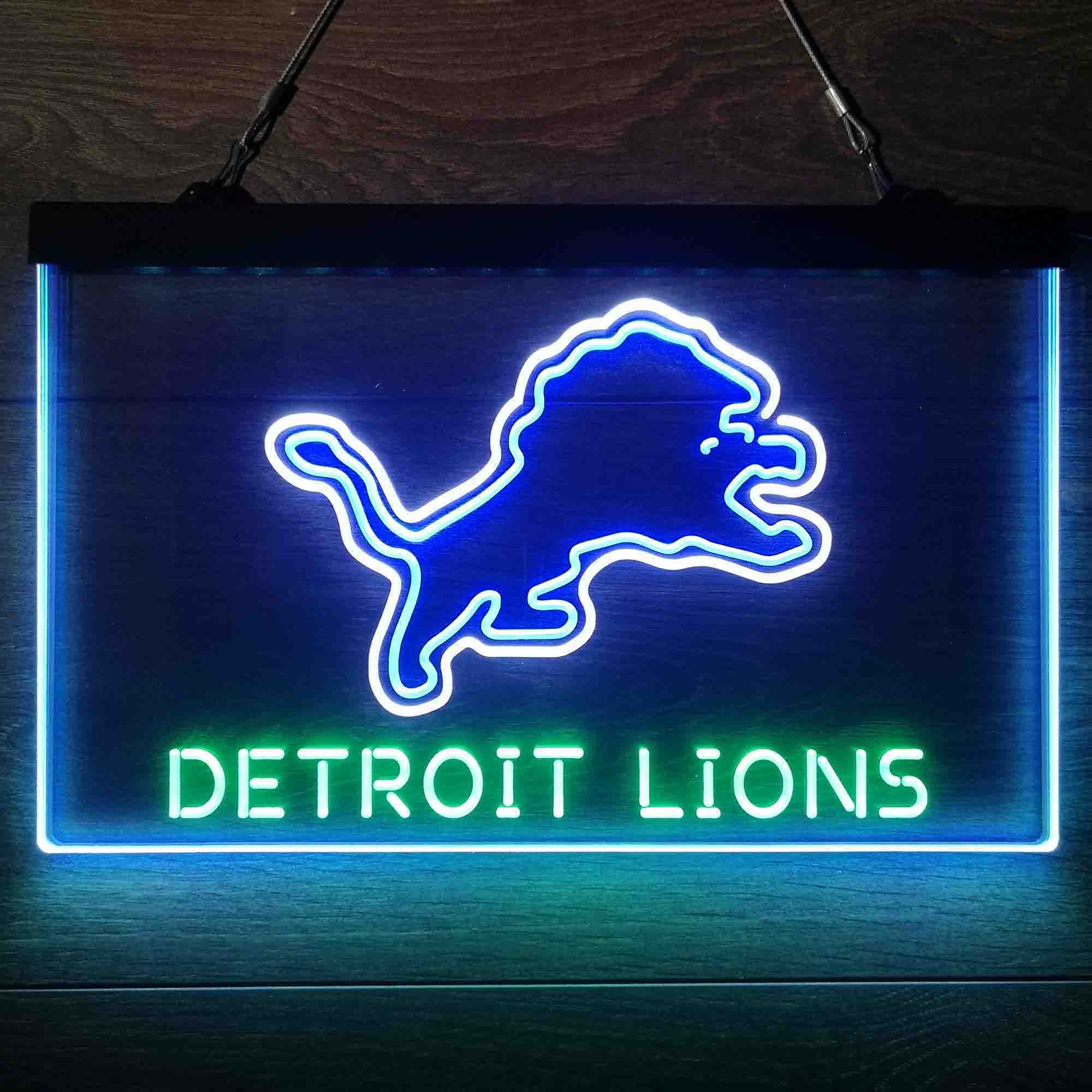 Detroit Lions Neon 3-Color LED Light Sign