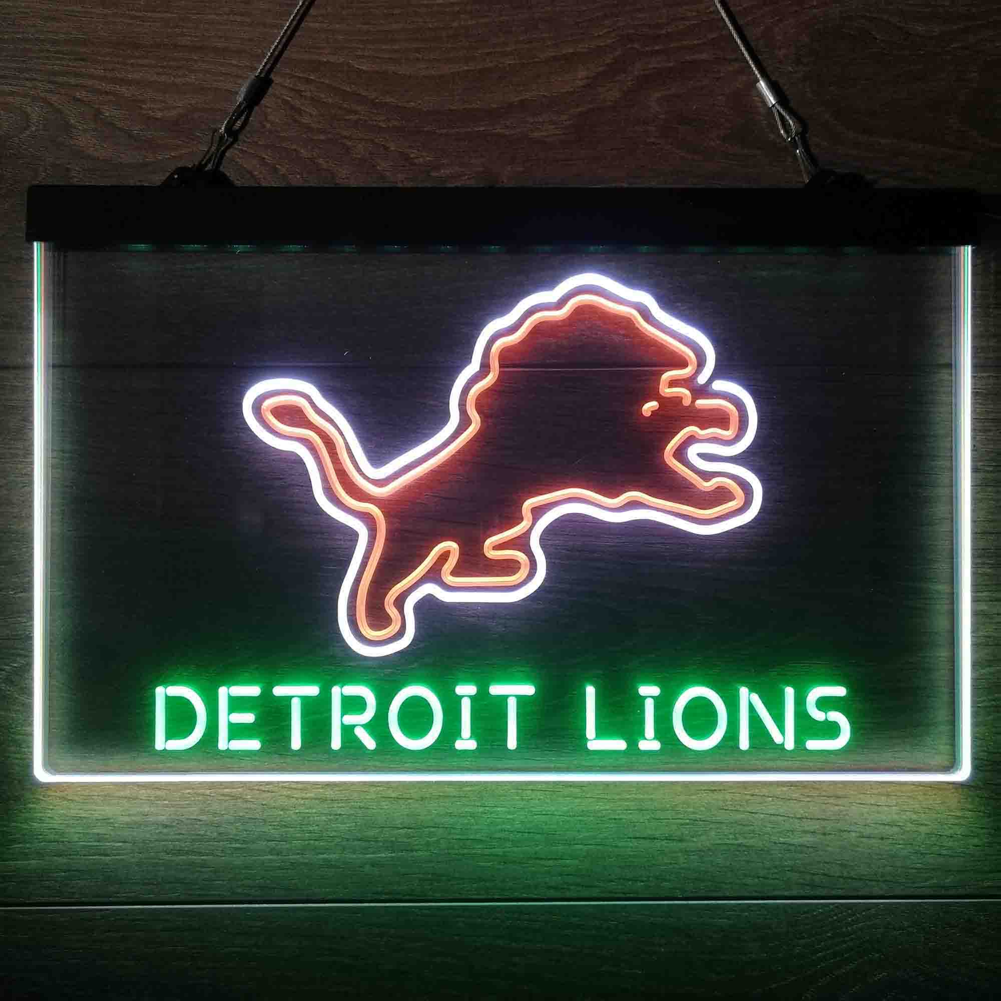 Detroit Lions Neon 3-Color LED Light Sign