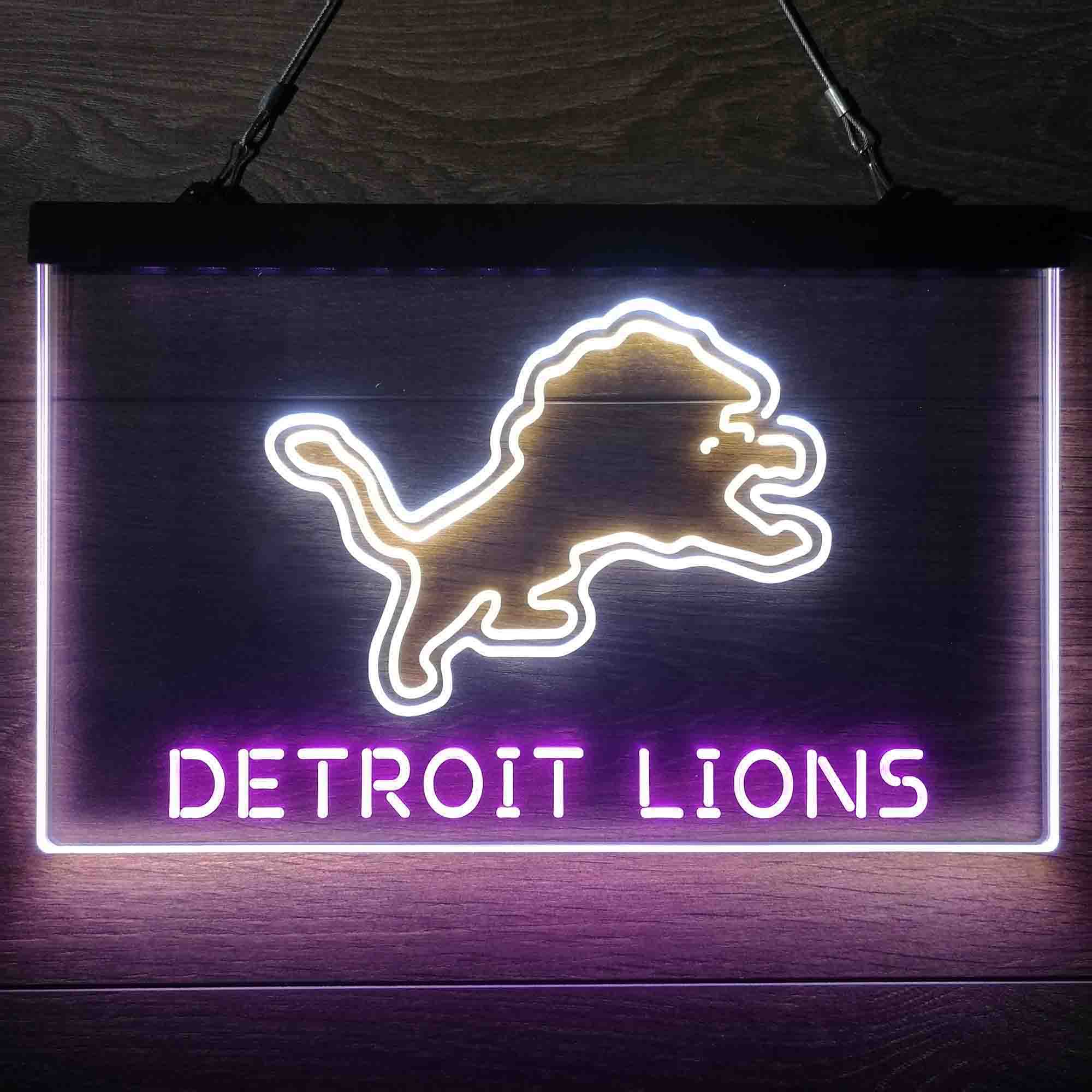 Detroit Lions Neon 3-Color LED Light Sign