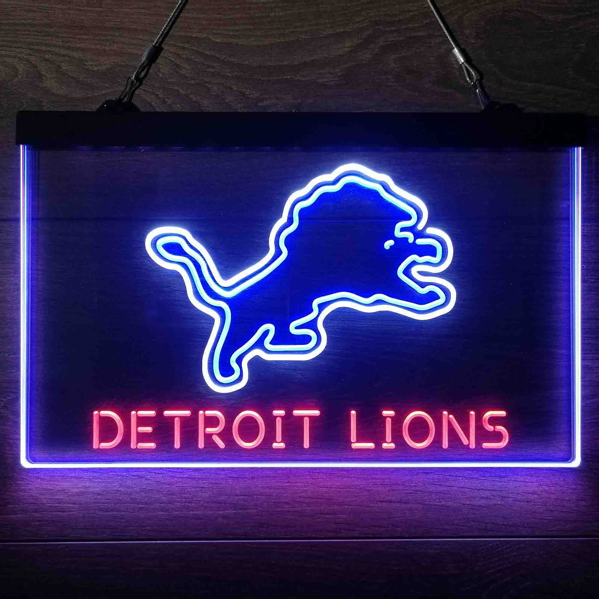 Detroit Lions Neon 3-Color LED Light Sign