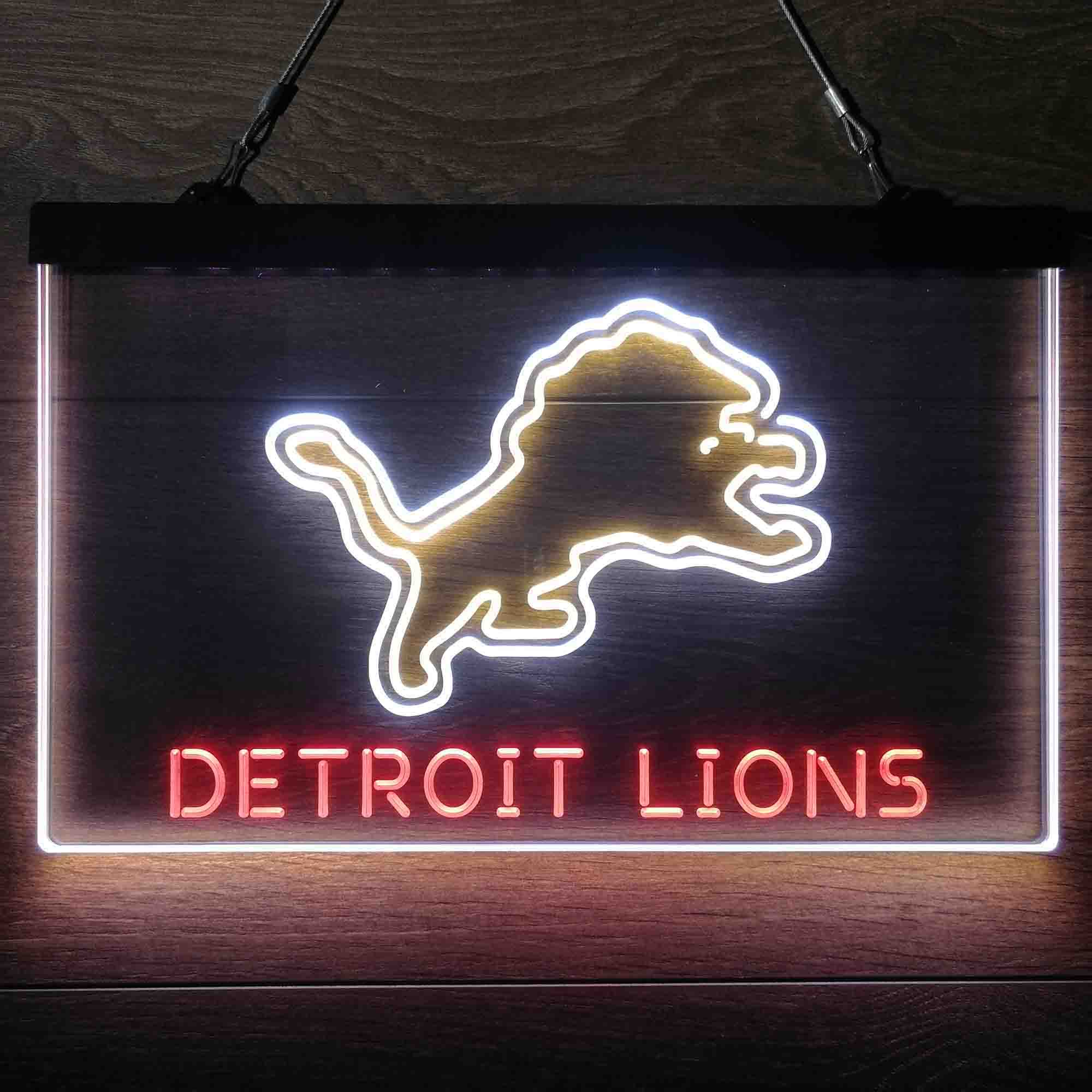 Detroit Lions Neon 3-Color LED Light Sign