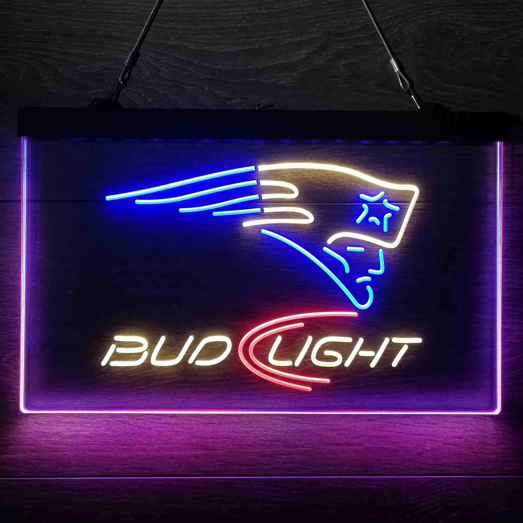 New England Patriots Bud Light Neon-Like Led Light Sign