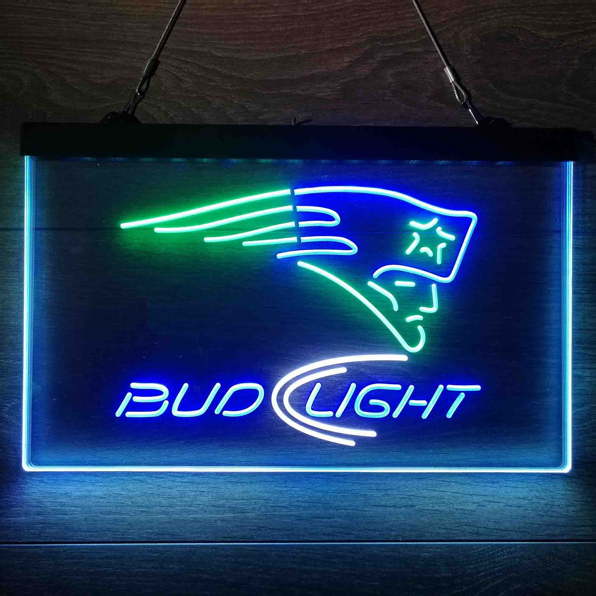 New England Patriots Bud Light Neon-Like Led Light Sign