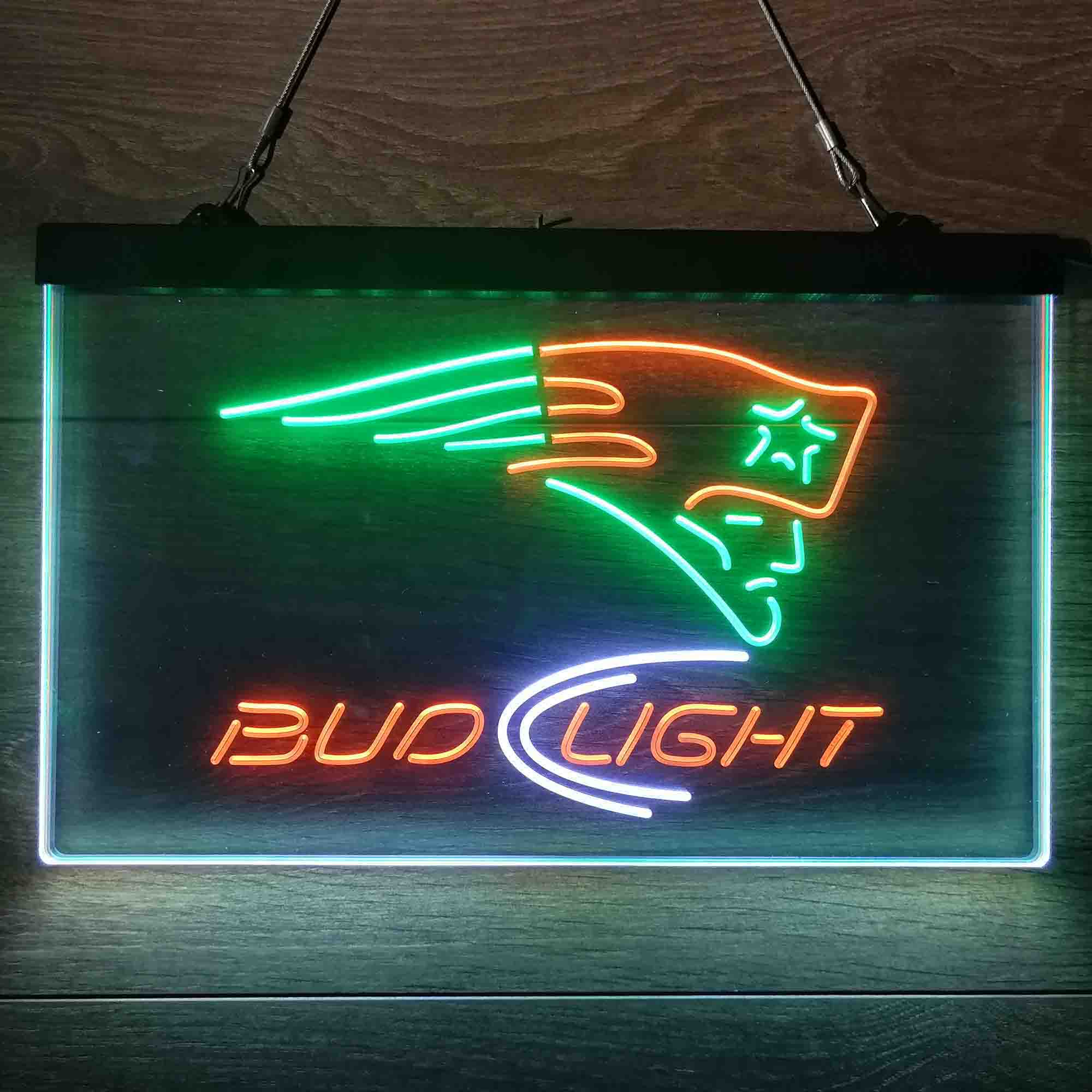 New England Patriots Bud Light Neon-Like Led Light Sign