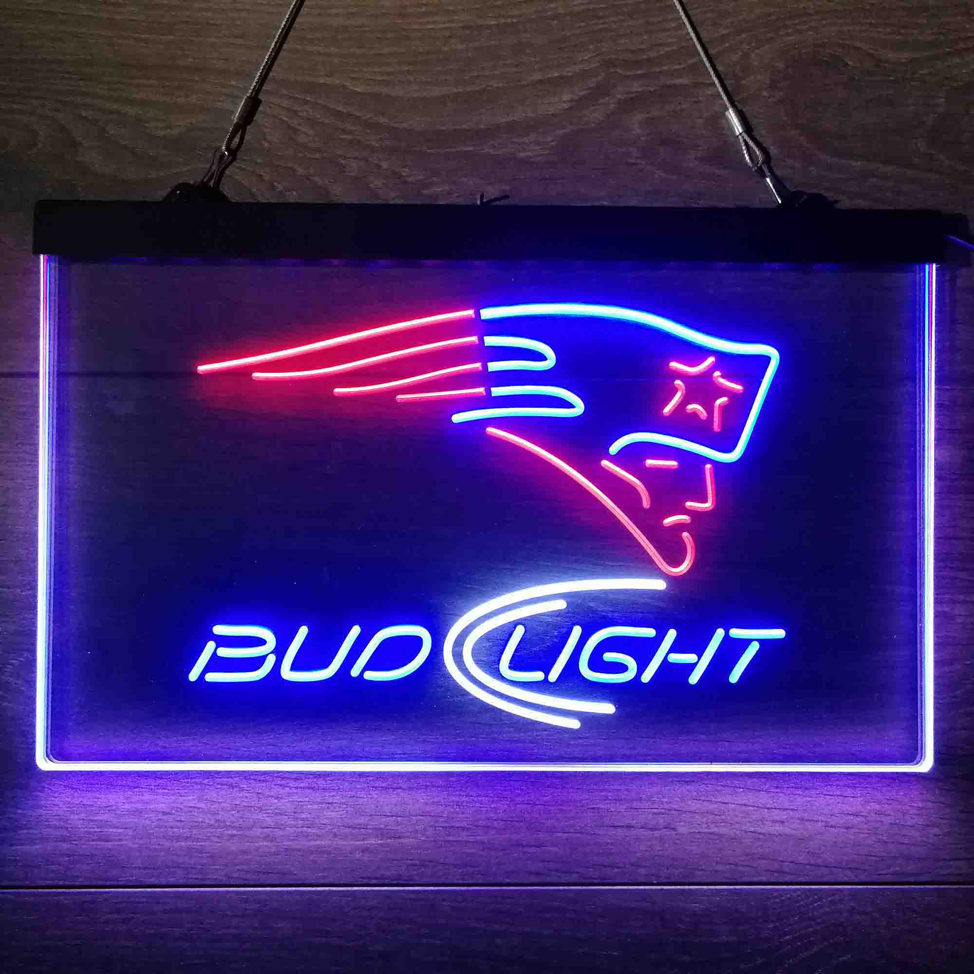 New England Patriots Bud Light Neon-Like Led Light Sign