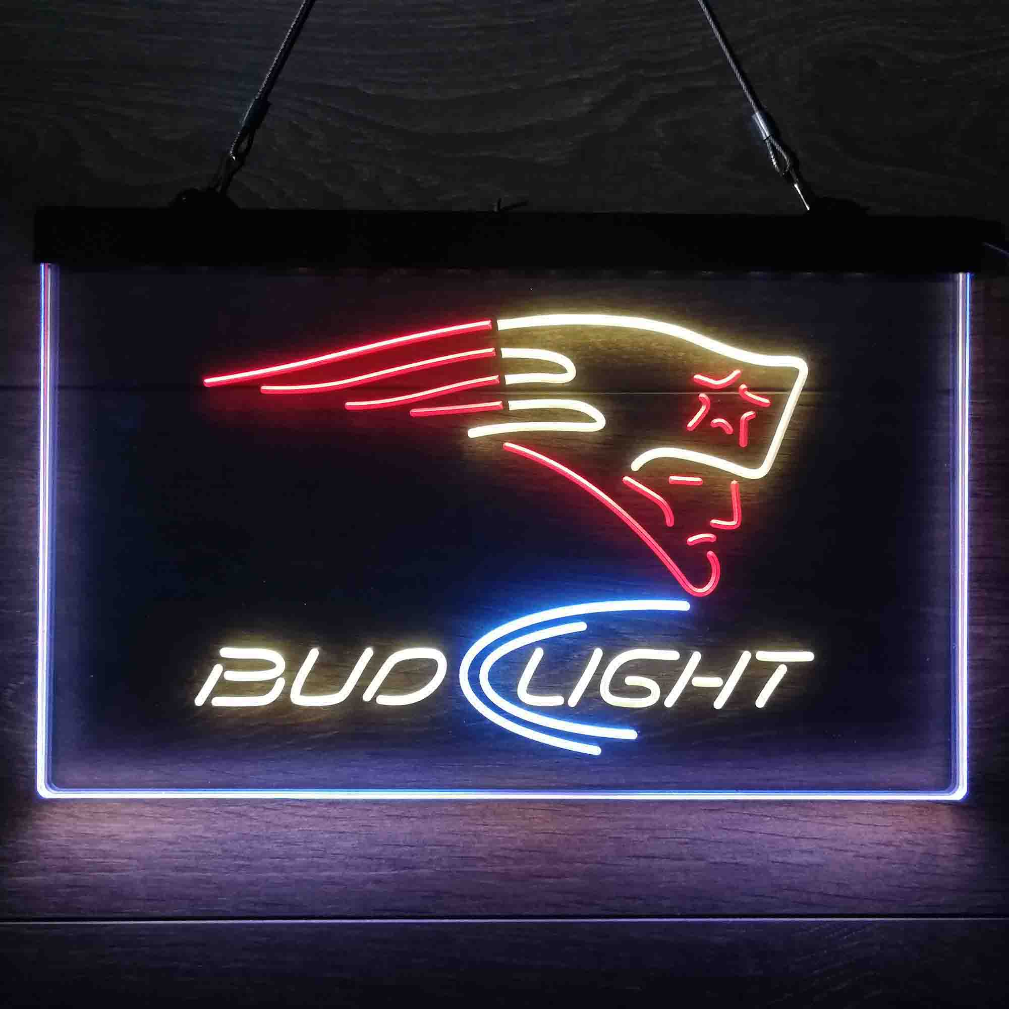 New England Patriots Bud Light Neon-Like Led Light Sign