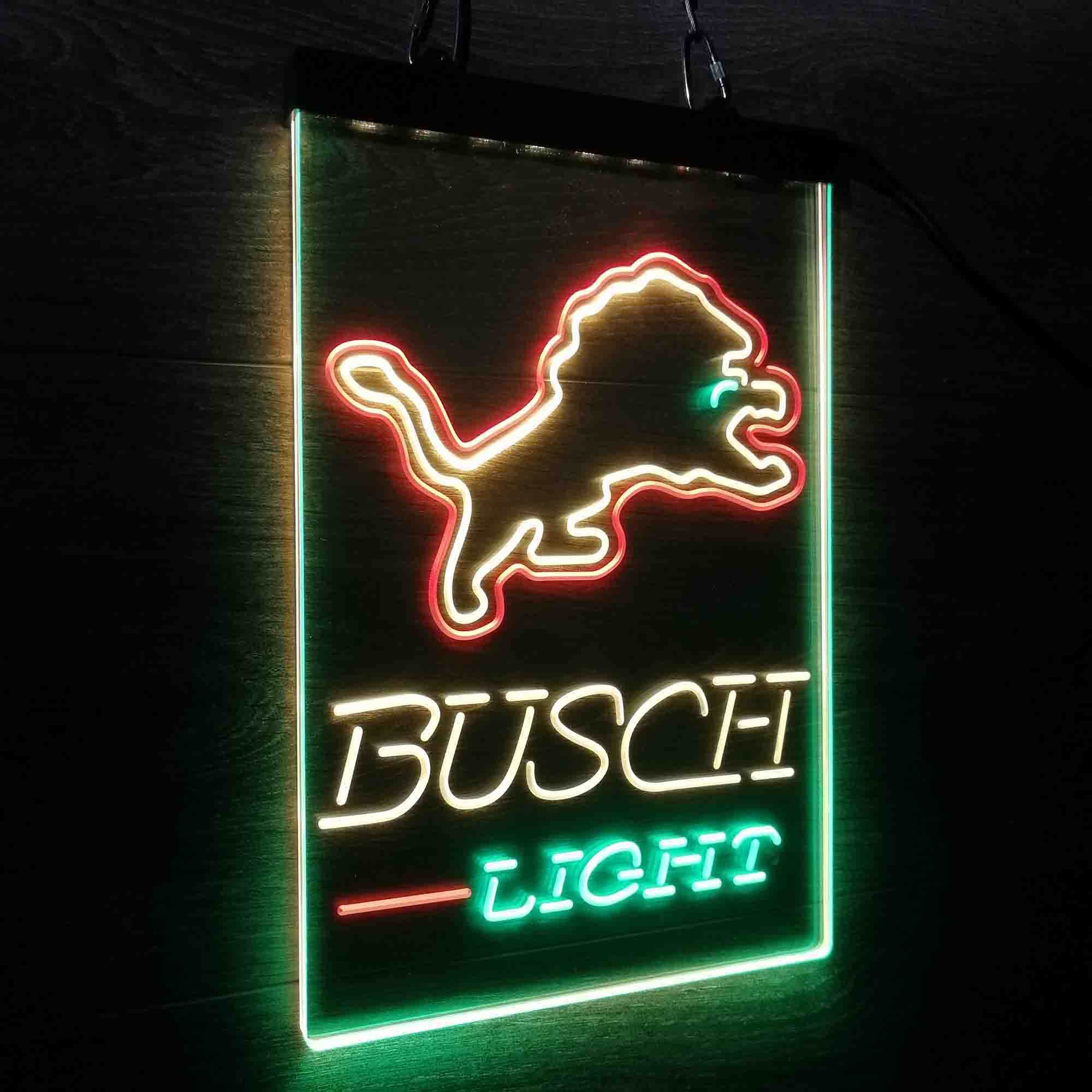 Detroit Lion Busch Light Neon LED Sign 3 Colors