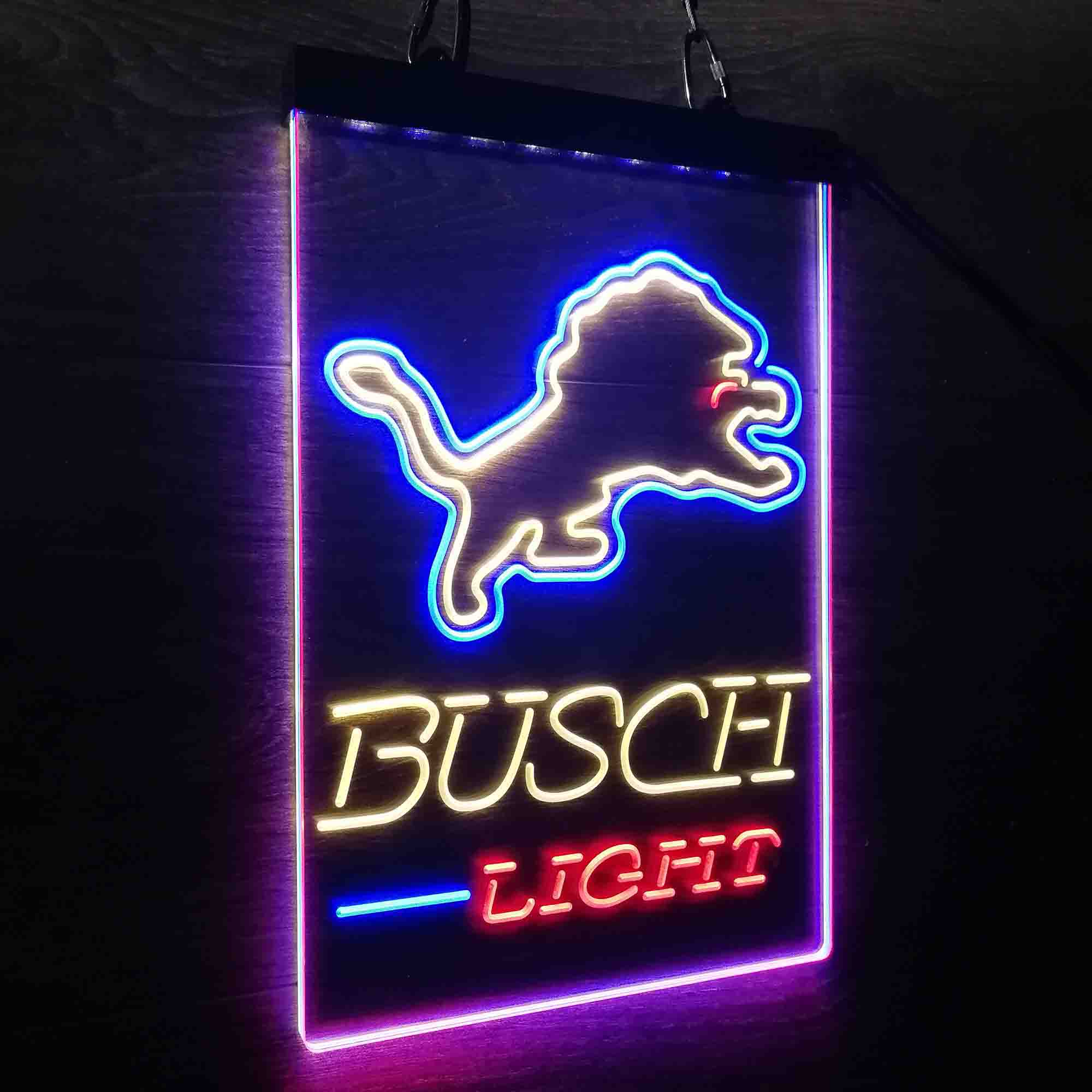 Detroit Lion Busch Light Neon LED Sign 3 Colors