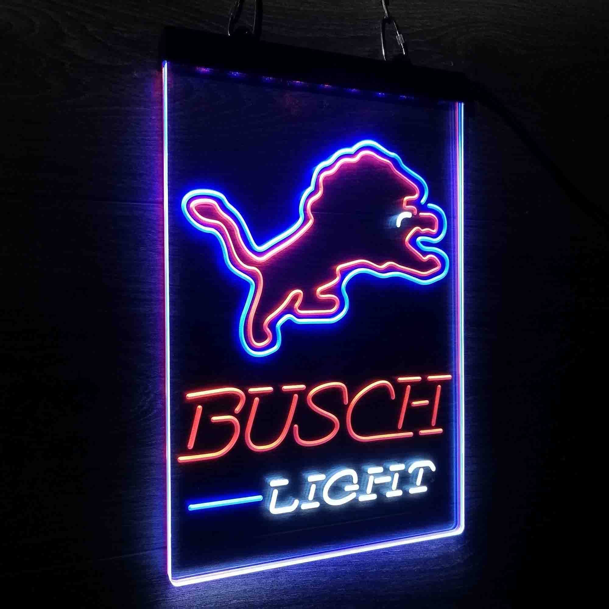 Detroit Lion Busch Light Neon LED Sign 3 Colors